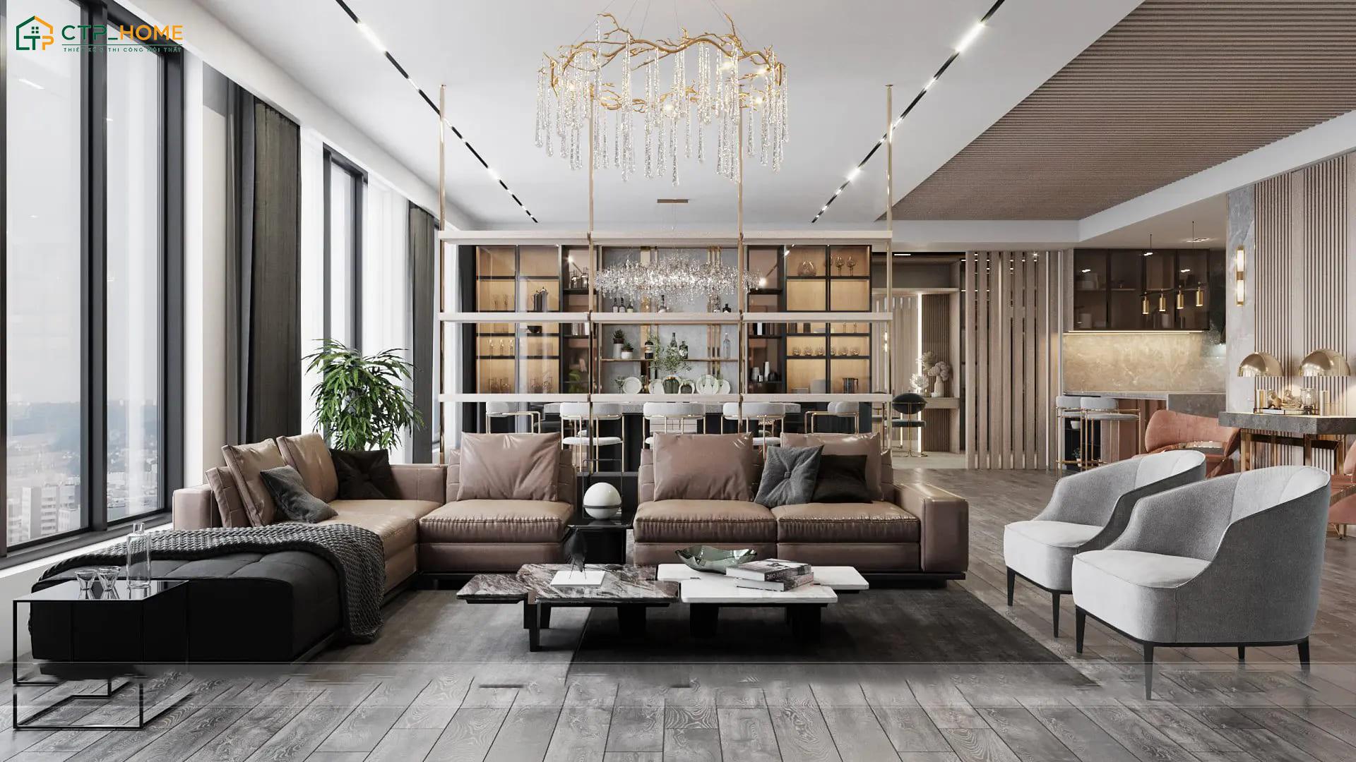 Căn hộ Penthouse 160m2 thường sẽ được thiết kế theo phong cách Luxury để đảm bảo thẩm mỹ