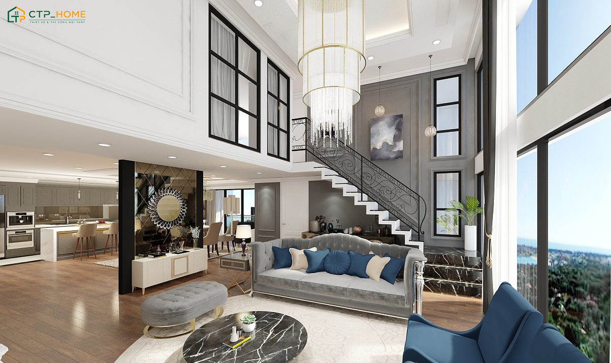 Phòng khách căn hộ Penthouse sẽ được thiết kế theo hướng mở để không gian trở nên rộng rãi hơn