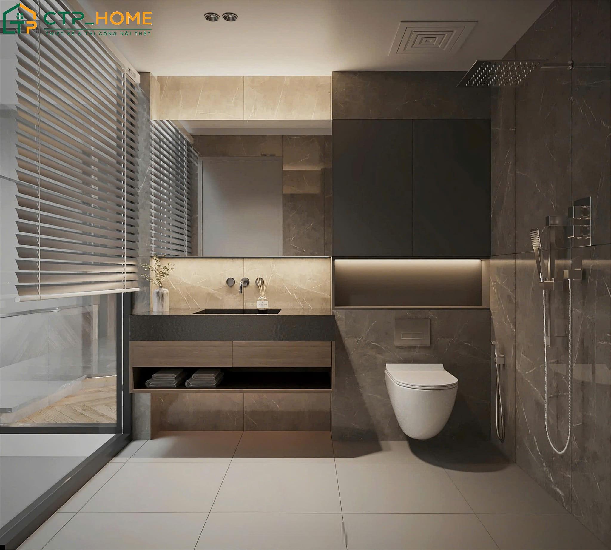 Mẫu thiết kế nội thất nhà tắm đẹp đơn giản tập trung nhiều vào công năng sử dụng