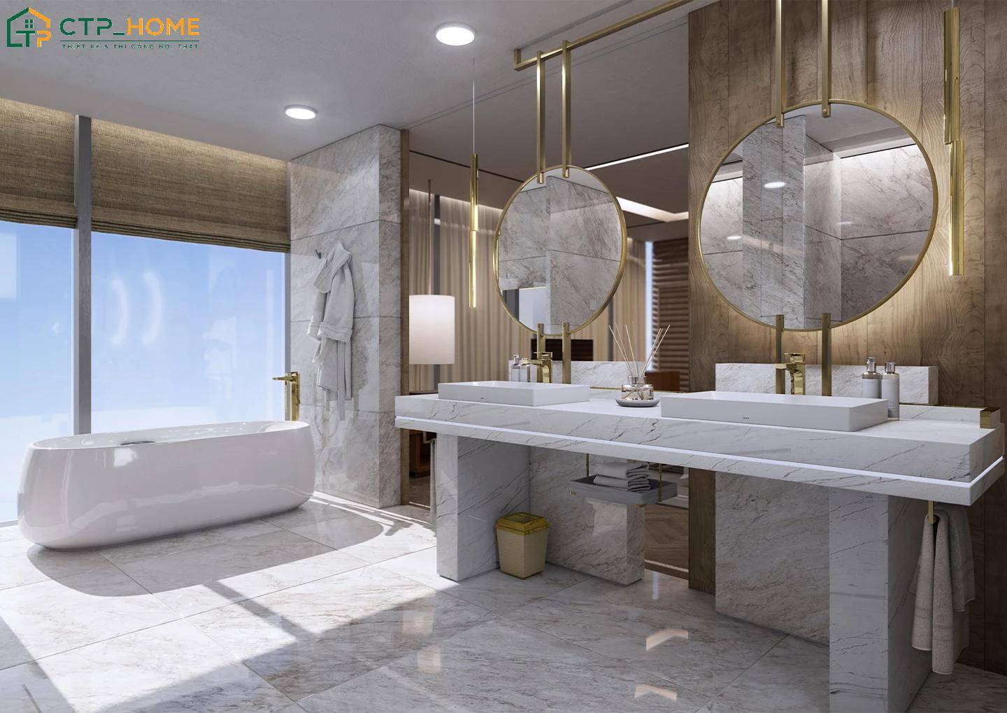 Không gian phòng tắm sang trọng giúp tạo cảm giác thoải mái khi sử dụng