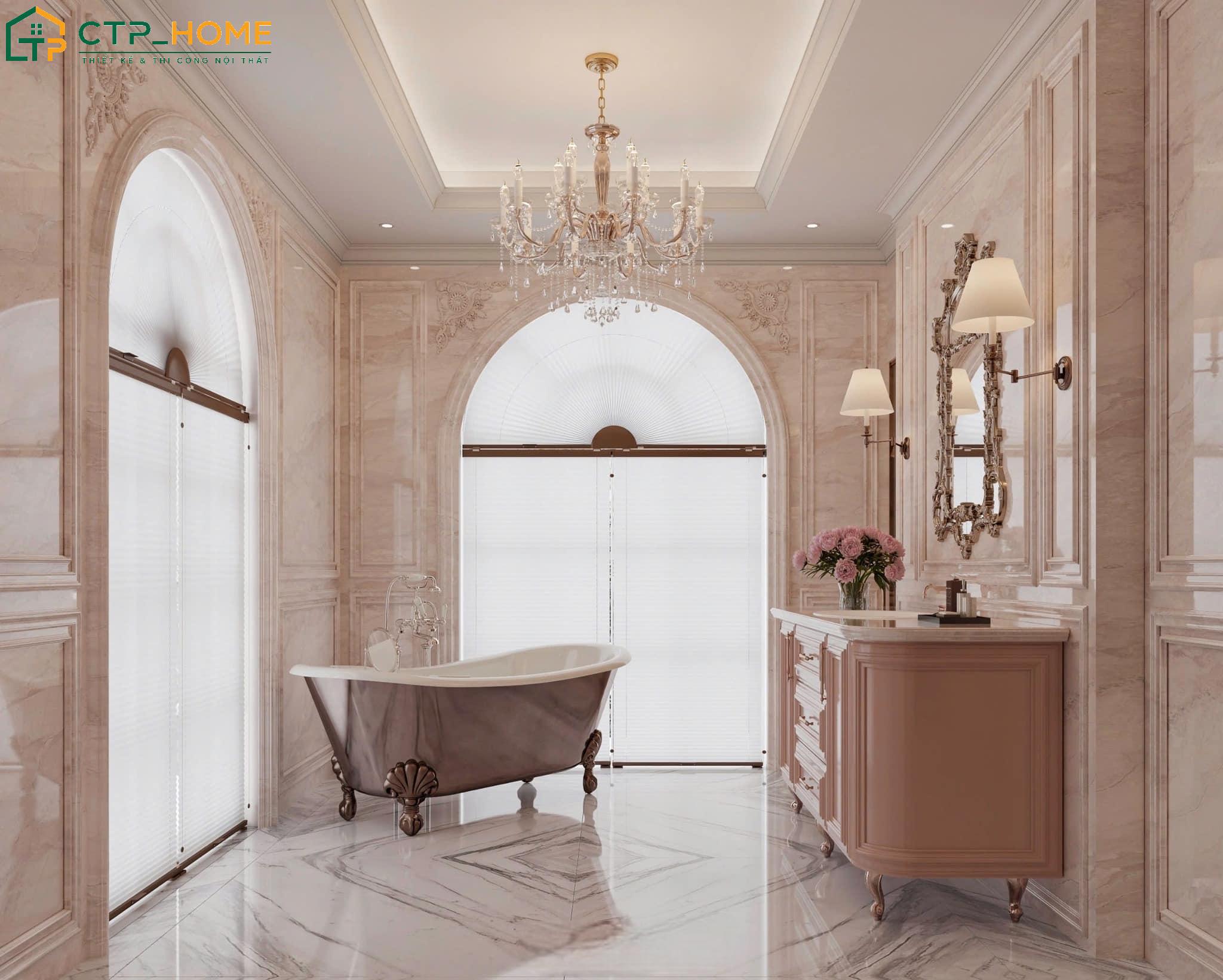 Mẫu thiết kế nội thất phòng tắm đẹp cho biệt thự với bồn tắm thư giãn cao cấp