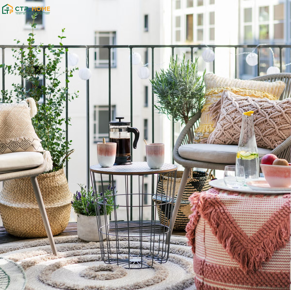 Ban công phong cách Bohemian gây ấn tượng với vẻ đẹp phóng khoáng, cá tính và đậm chất nghệ thuật