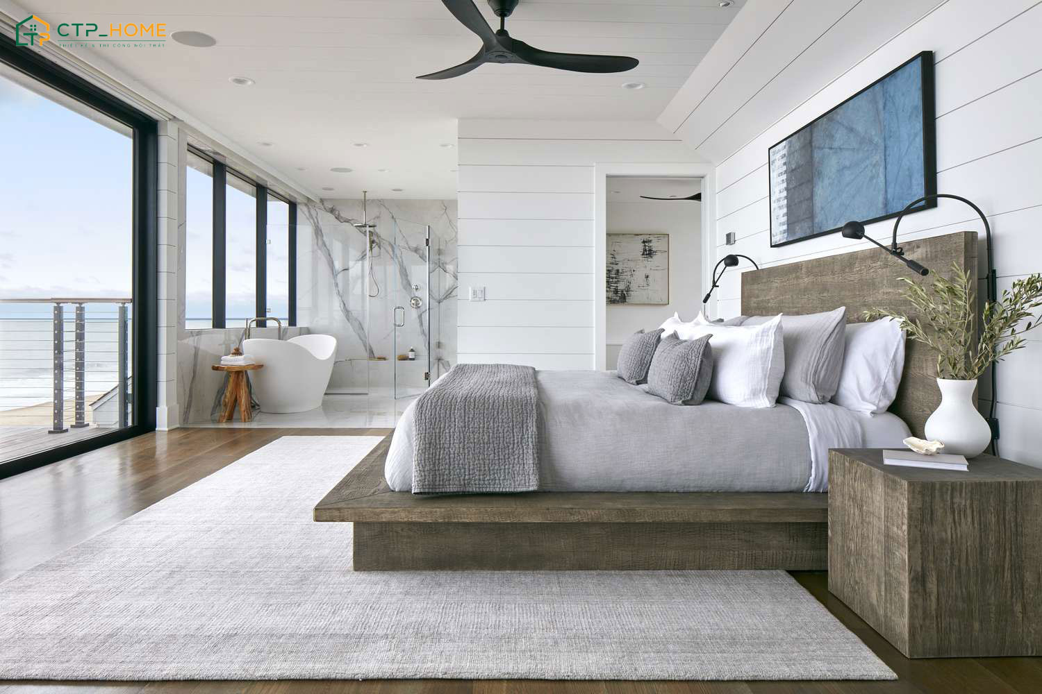 Bố trí nhà vệ sinh khép kín lệch sang một bên, tránh đặt đối diện hoặc sát với giường ngủ