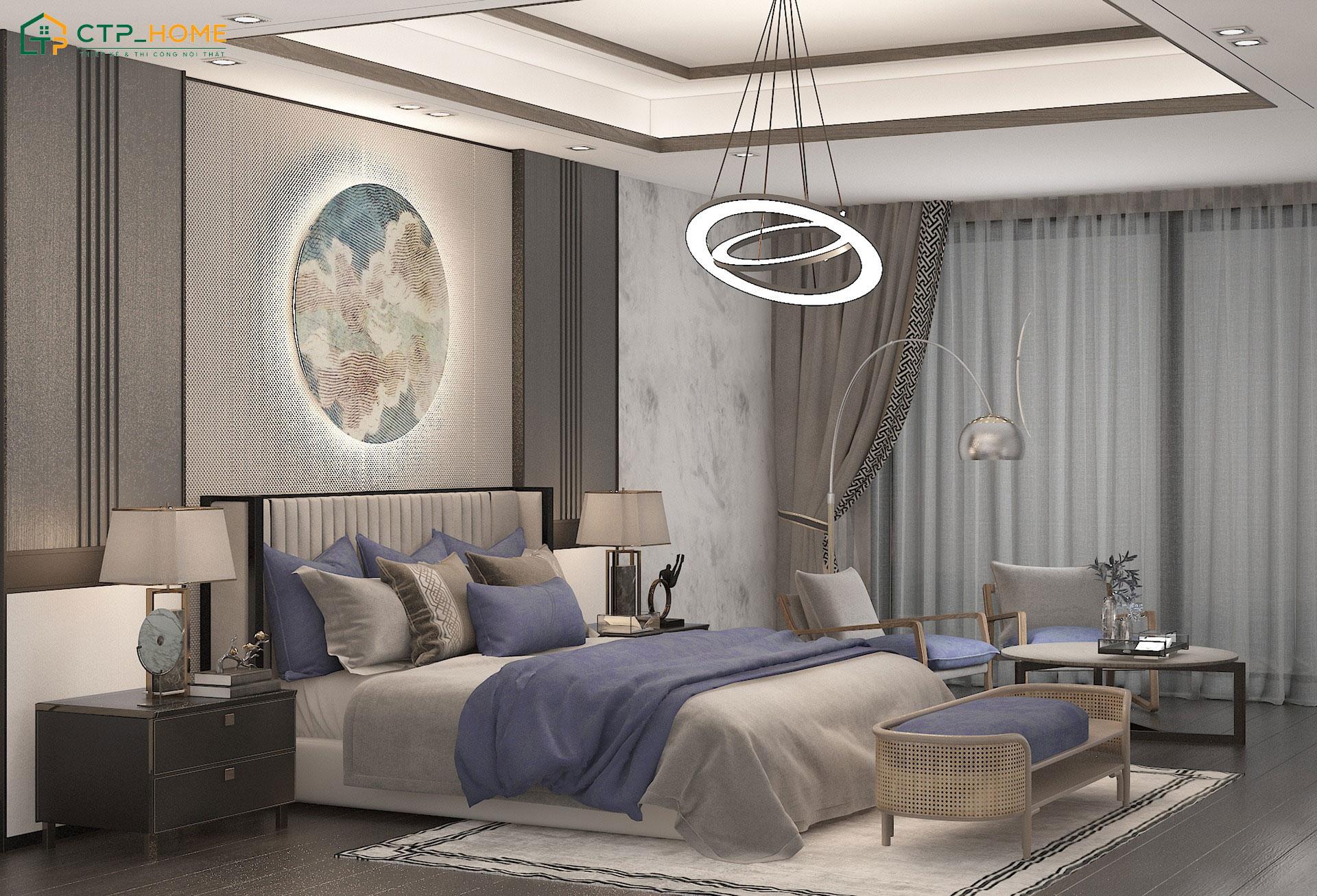 Sắp xếp bố cục phòng ngủ cho người mệnh Thủy đảm bảo thẩm mỹ với tone màu xanh trắng chủ đạo