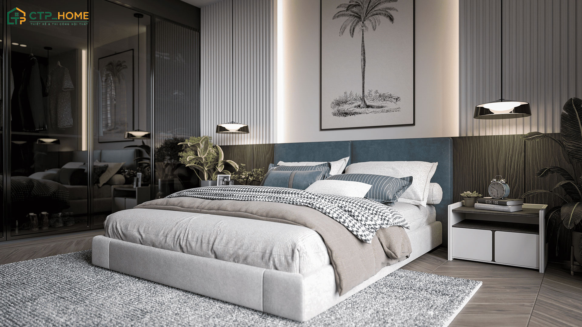 Sắp xếp phòng ngủ cho người mệnh Kim với giường ngủ được xoay theo hướng Tây Bắc