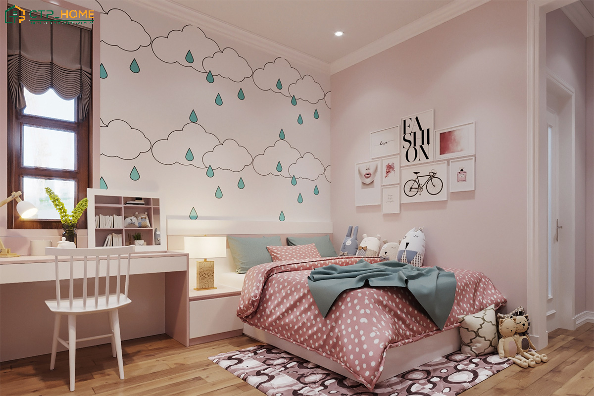Sử dụng giấy dán tường họa tiết tinh tế giúp tạo điểm nhấn và tăng chiều sâu cho không gian