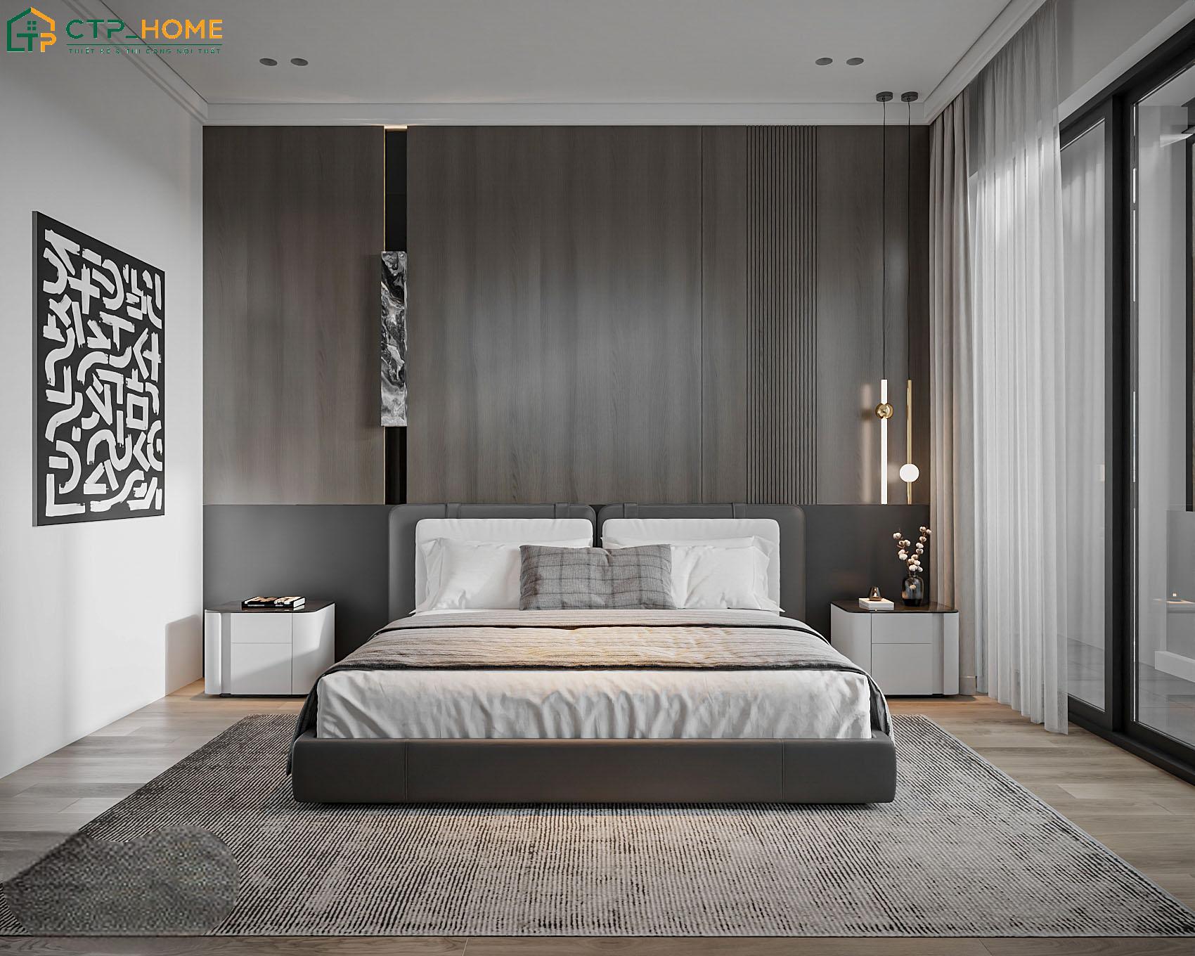 Cách trang trí phòng ngủ đơn giản với đường nét hiện đại giúp tạo nên vẻ đẹp mạnh mẽ và nam tính