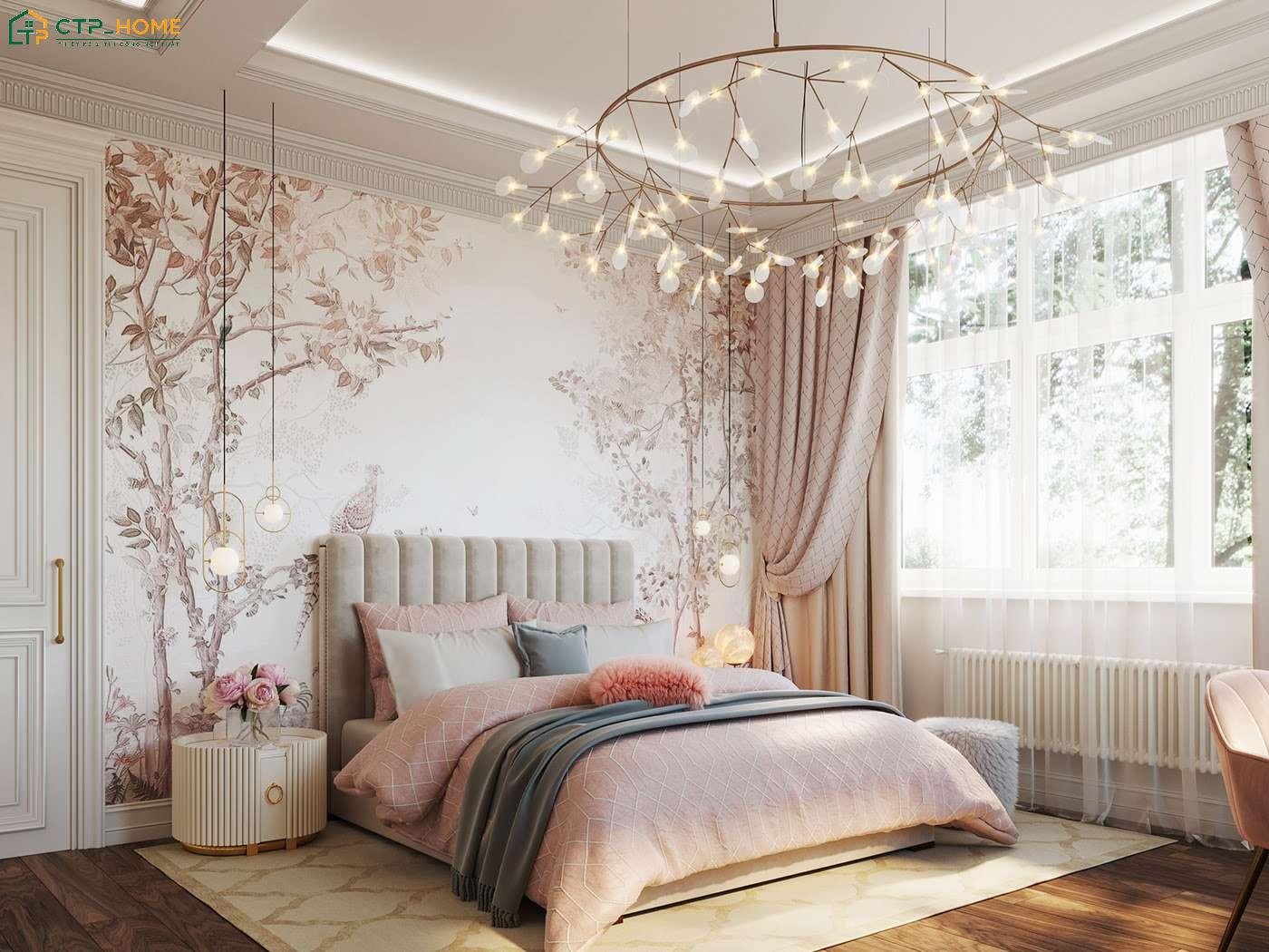 Decor phòng ngủ dễ thương cho nữ với đường nét mềm mại trong từng chi tiết