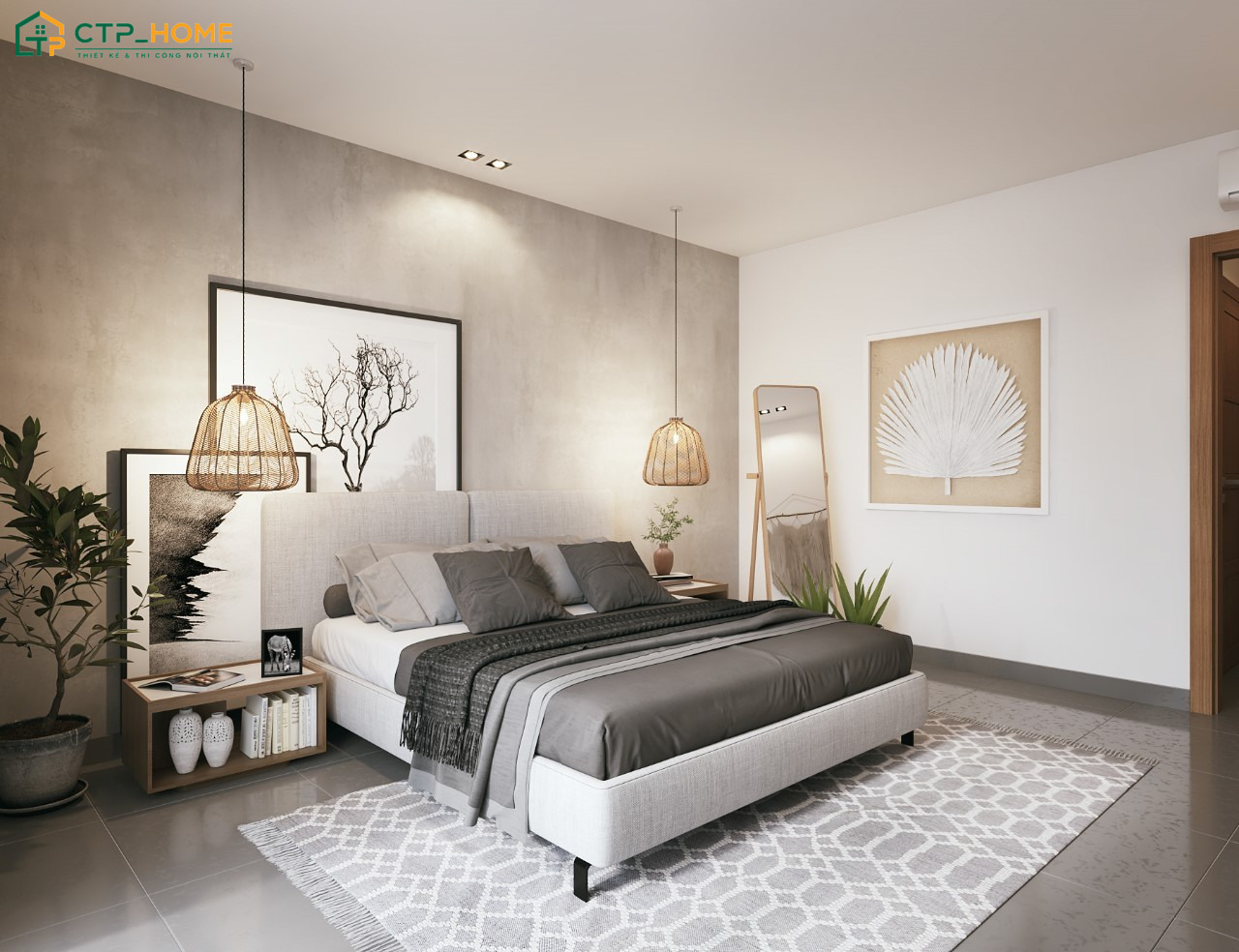 Decor phòng ngủ nhỏ gọn với các món phụ kiện như gương, sách hay bình hoa sẽ giúp không gian trở nên sinh động hơn