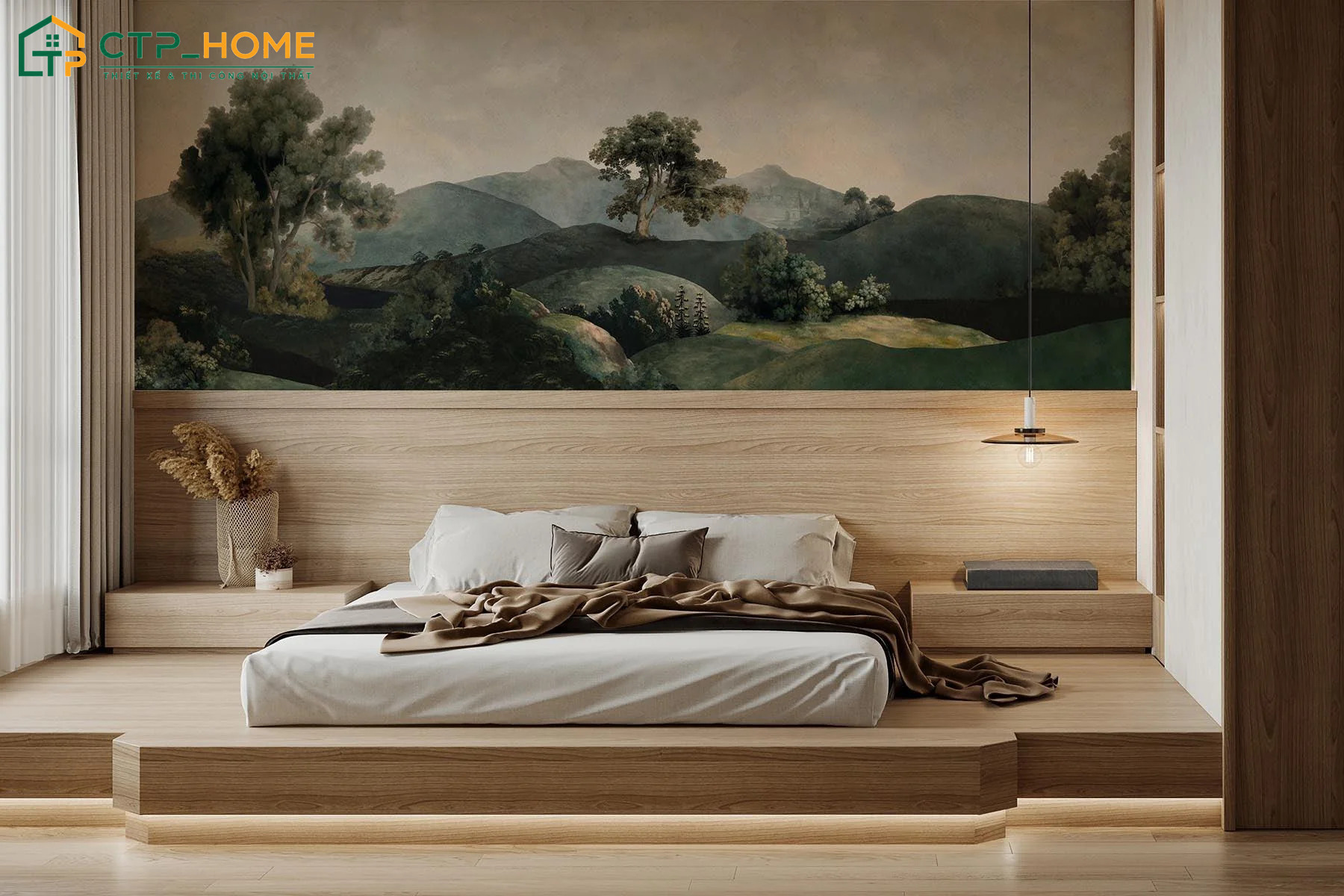 Cách trang trí phòng ngủ nhỏ gọn đẹp bằng giấy dán tường là giải pháp giúp làm mới không gian nhanh chóng