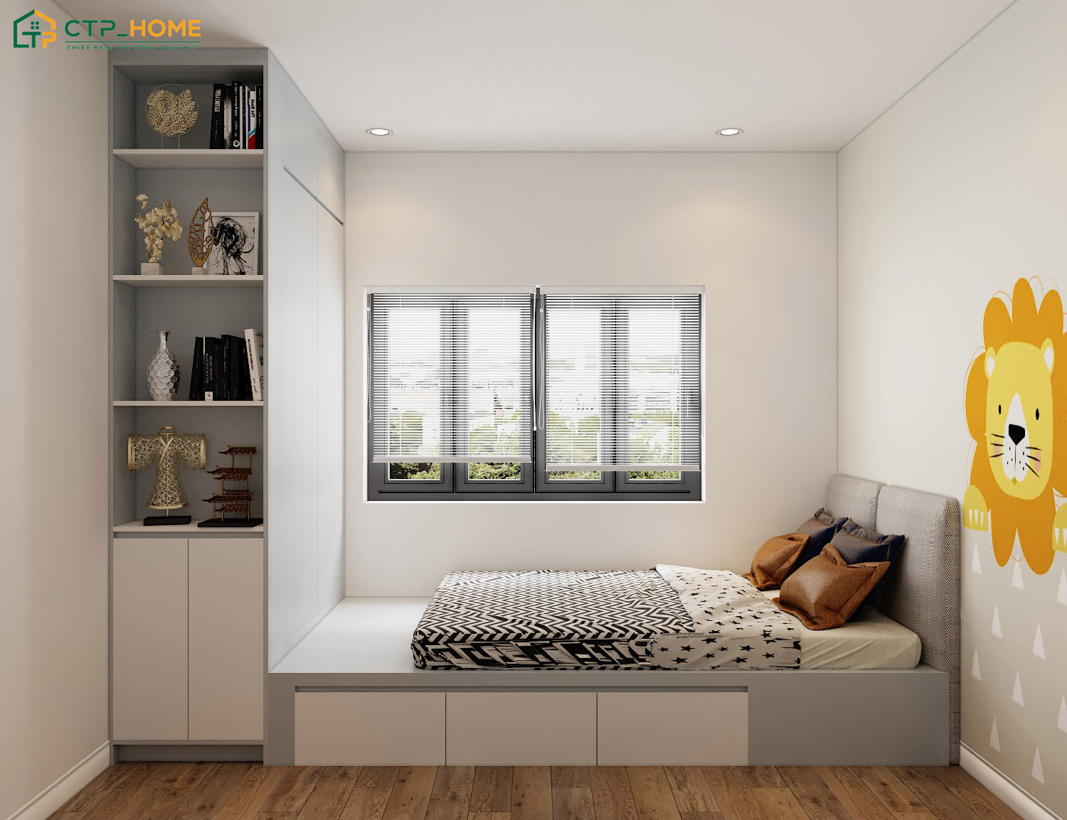 Decor phòng ngủ nhỏ bằng giấy dán tường không chỉ làm tăng tính thẩm mỹ mà còn bảo vệ tường khỏi bụi bẩn