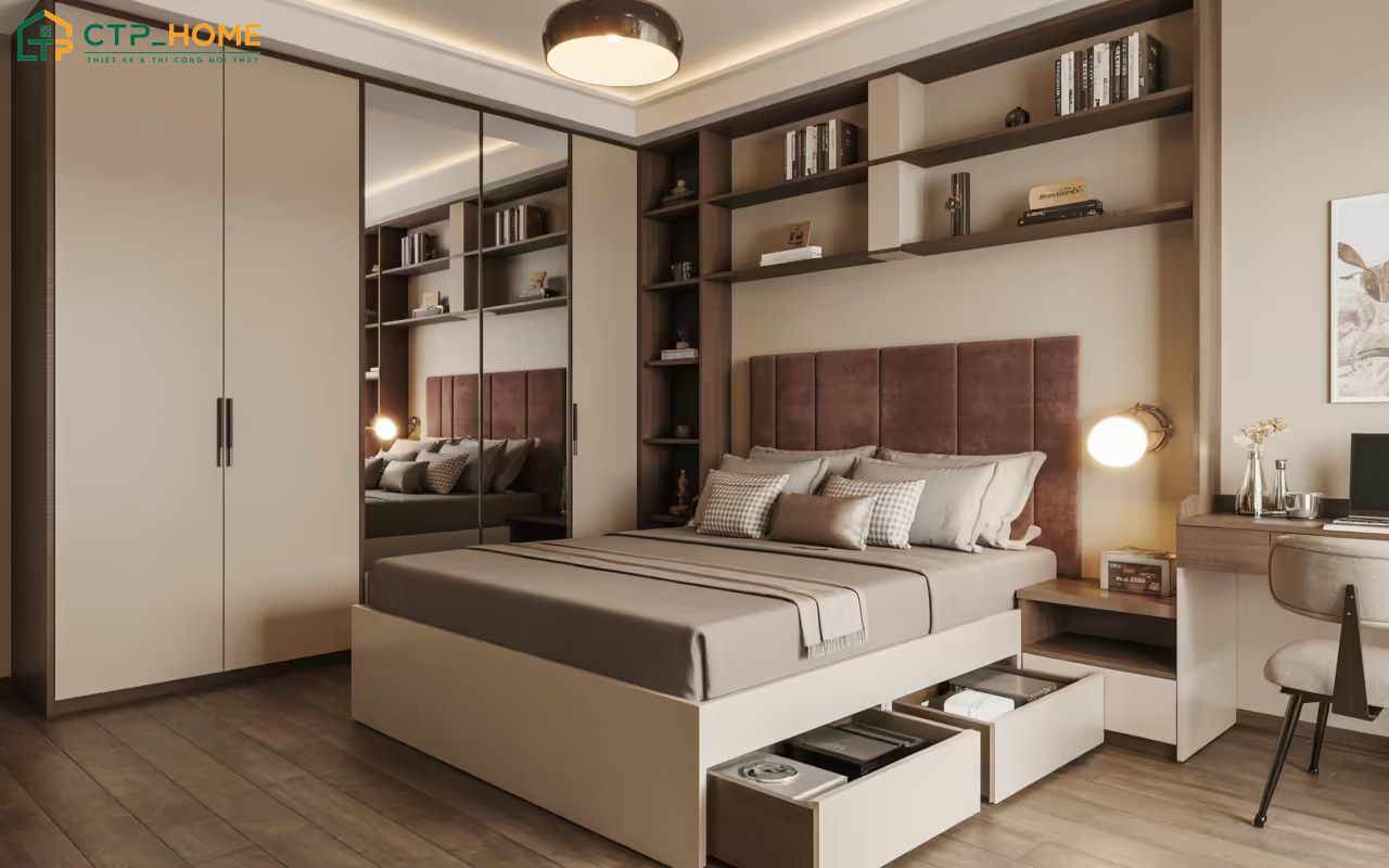 Decor phòng ngủ nhỏ đẹp với tone màu sáng sẽ giúp không gian trở nên rộng rãi và thông thoáng hơn