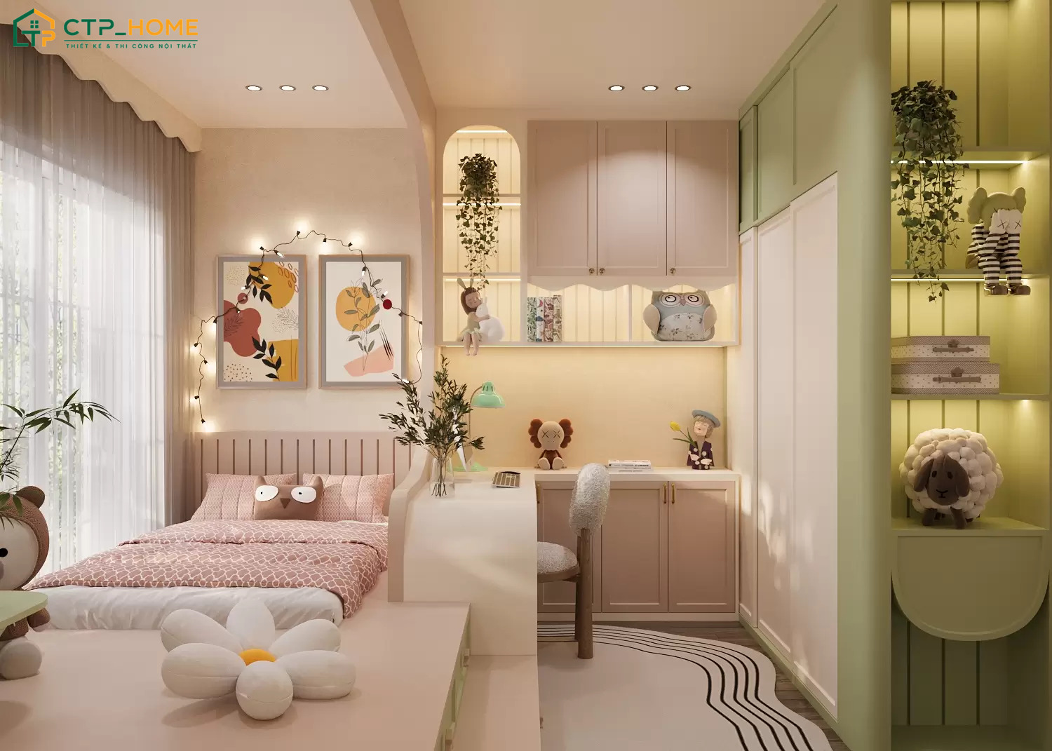 Sử dụng đồ Handmade như tranh vải, kệ gỗ nhỏ hay dây đèn sẽ giúp phòng ngủ trở nên gần gũi và ấn tượng hơn