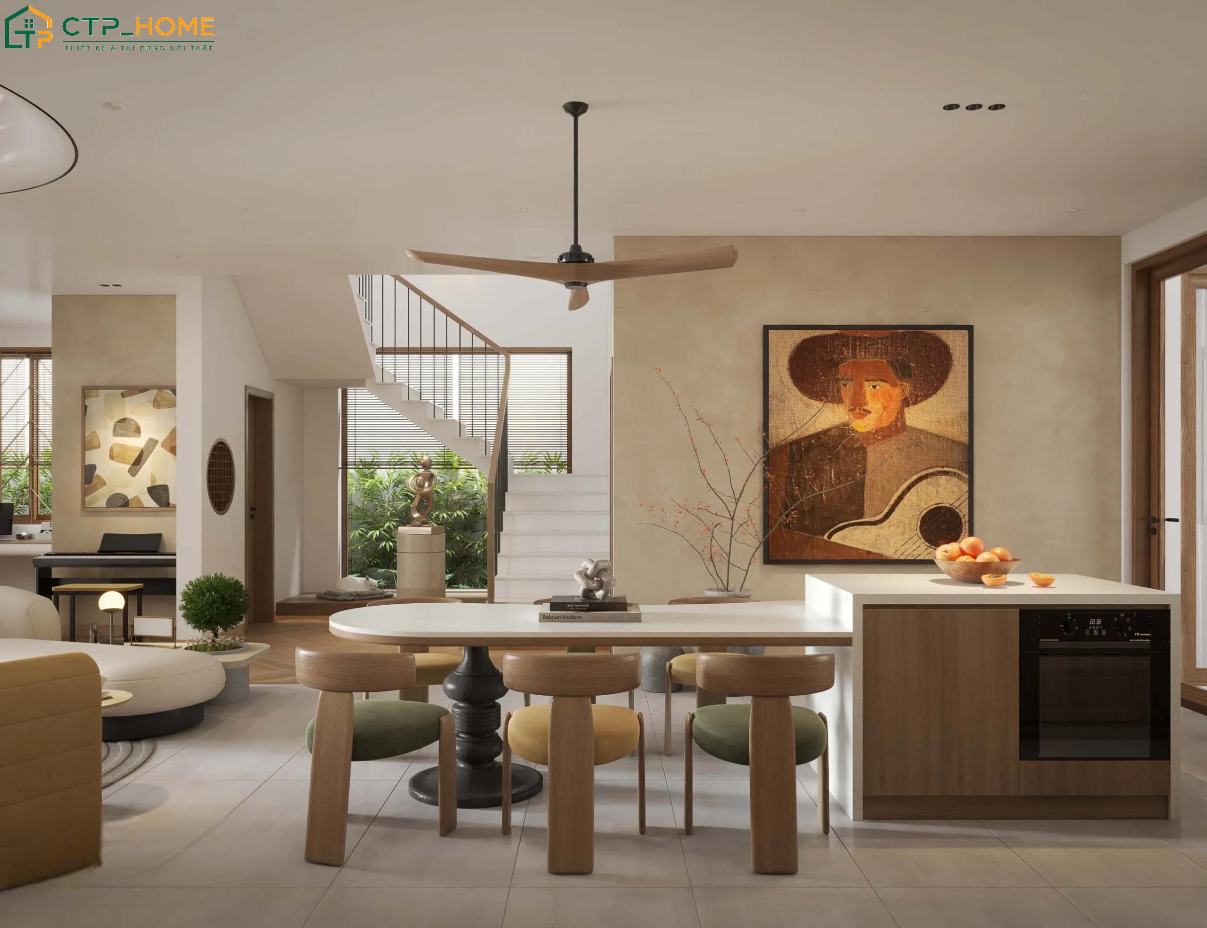 Lựa chọn phong cách thiết kế phù hợp sẽ giúp gia tăng tính thẩm mỹ cho phòng bếp biệt thự