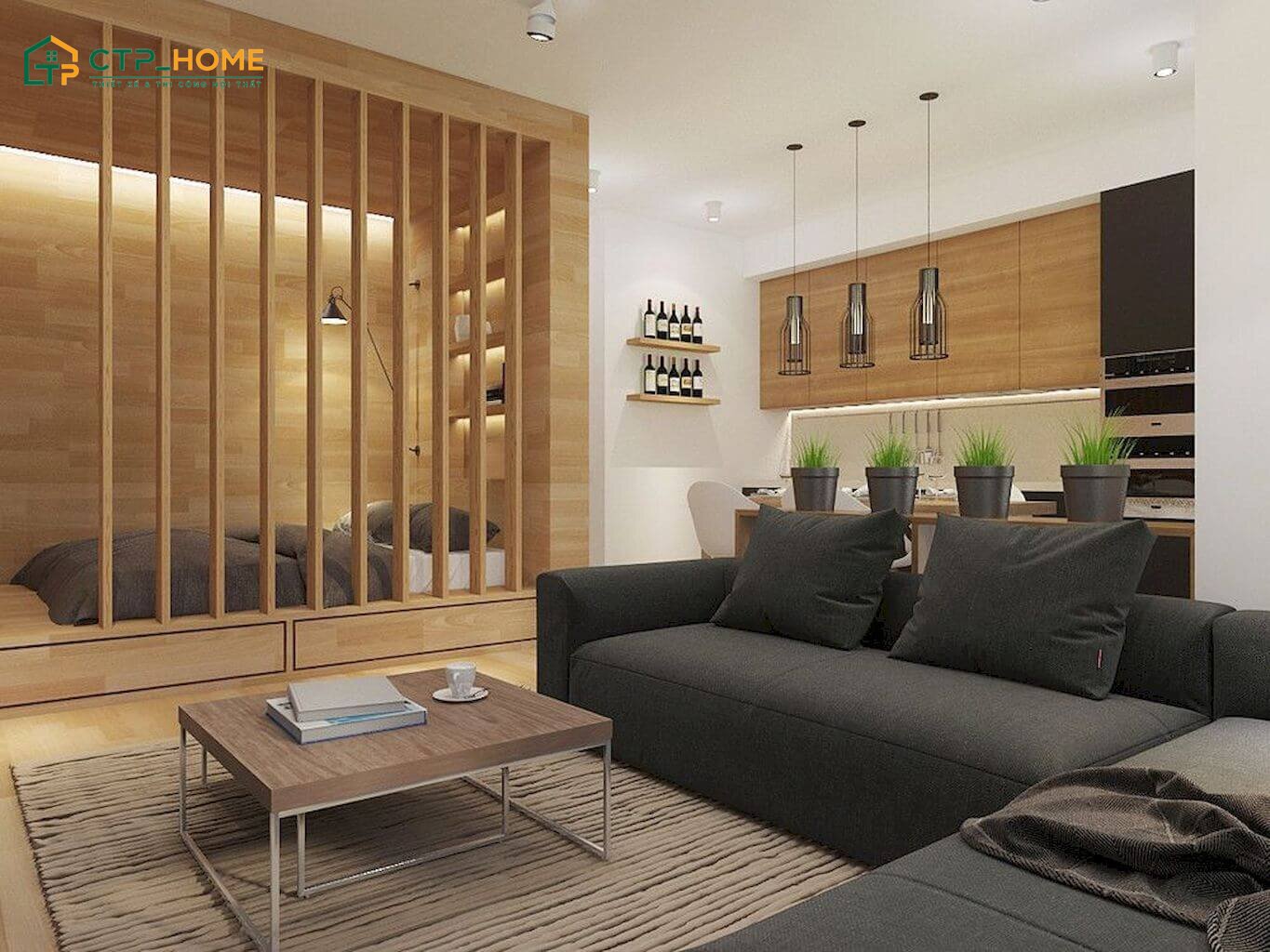 Việc bố trí phòng khách liền phòng ngủ còn giúp thể hiện rõ gu thẩm mỹ của gia chủ