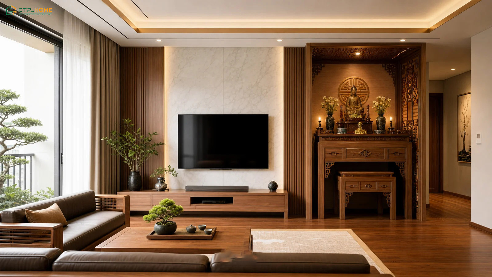 Gia chủ cần phải giữ cho không gian phòng thờ trong phòng khách luôn gọn gàng và sạch sẽ