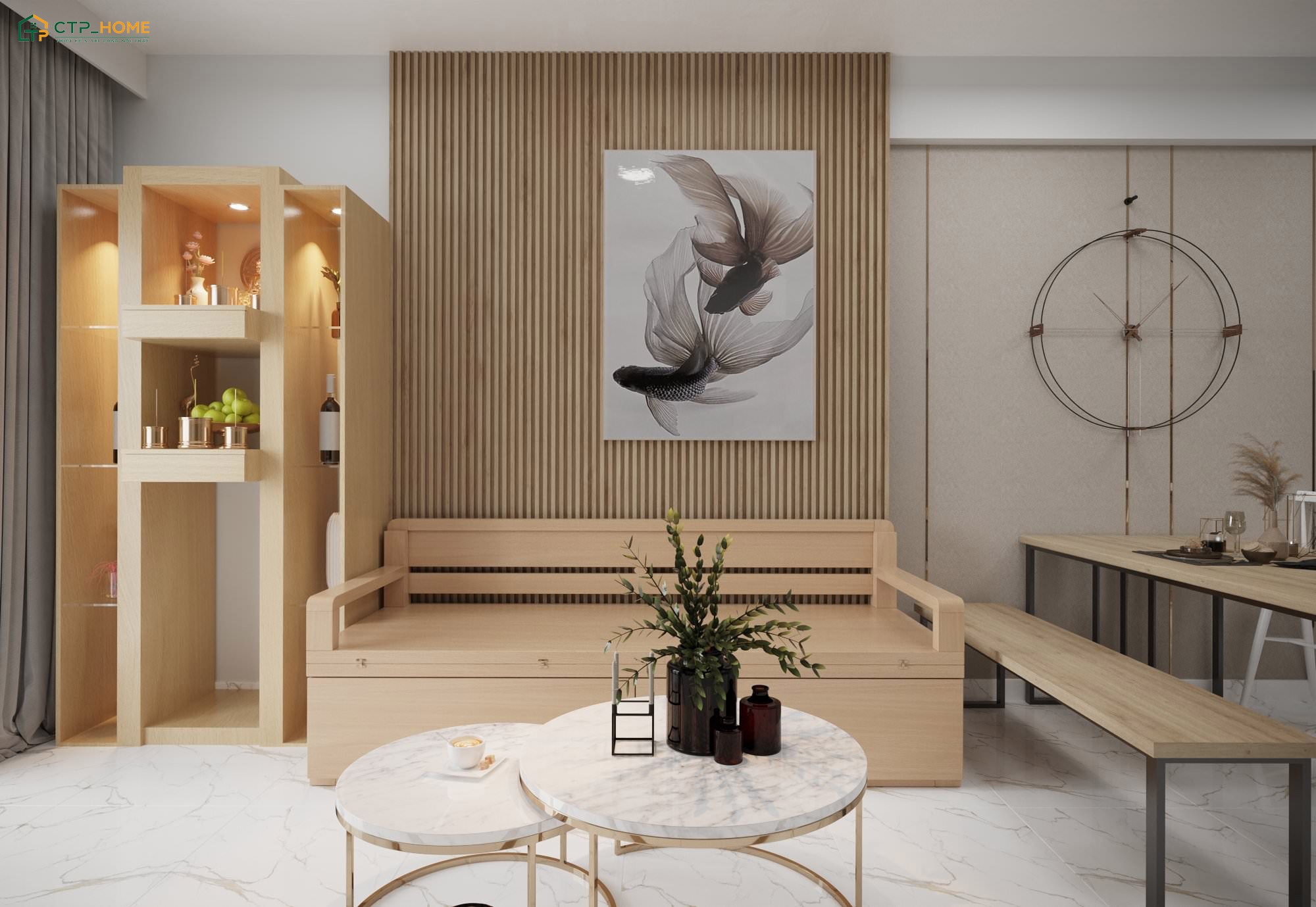 CTP Home là đơn vị thiết kế phòng khách kết hợp bàn thờ uy tín mà gia chủ nên lựa chọn