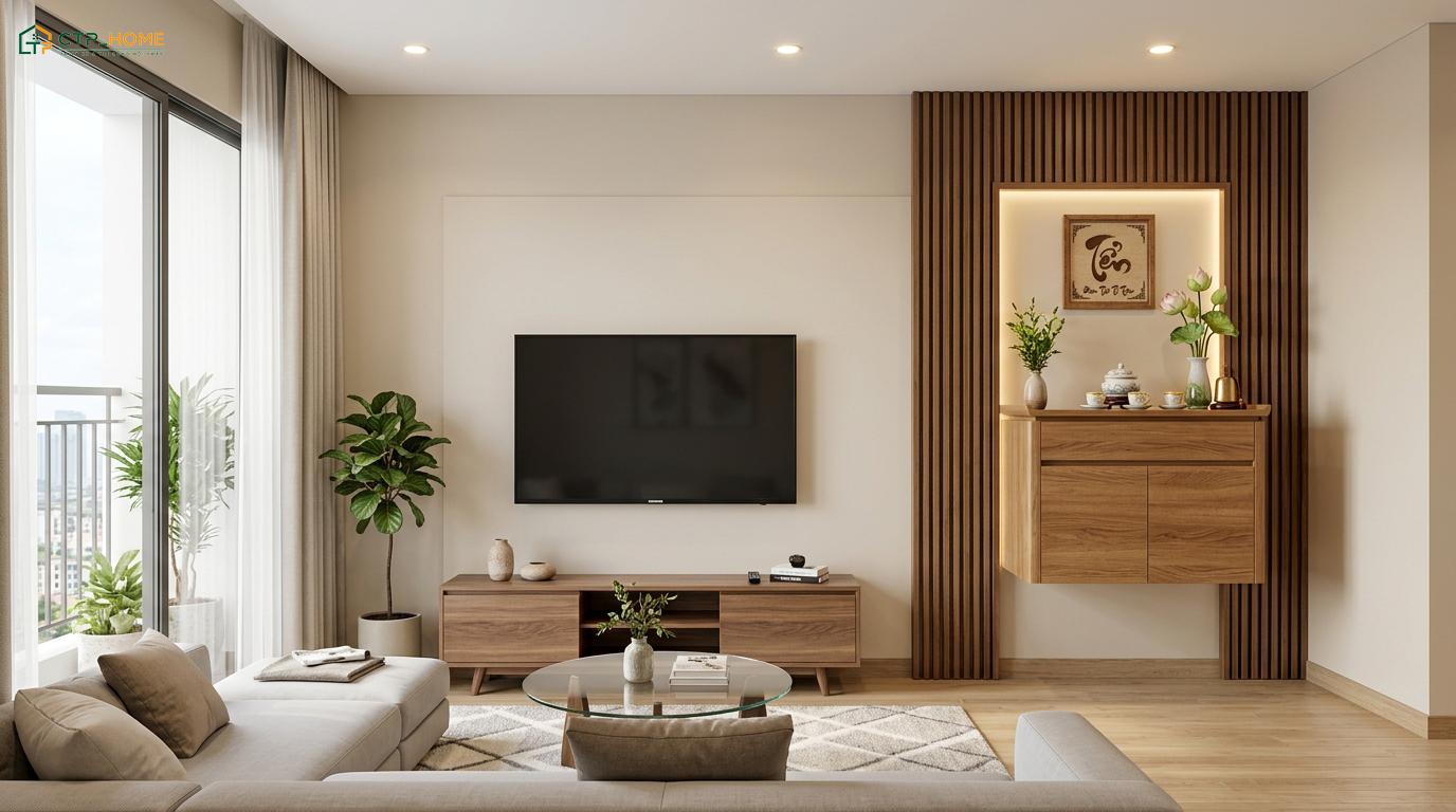 Sử dụng nội thất gỗ tự nhiên kết hợp với đèn hắt nhẹ để đem đến vẻ đẹp sang trọng và thanh lịch