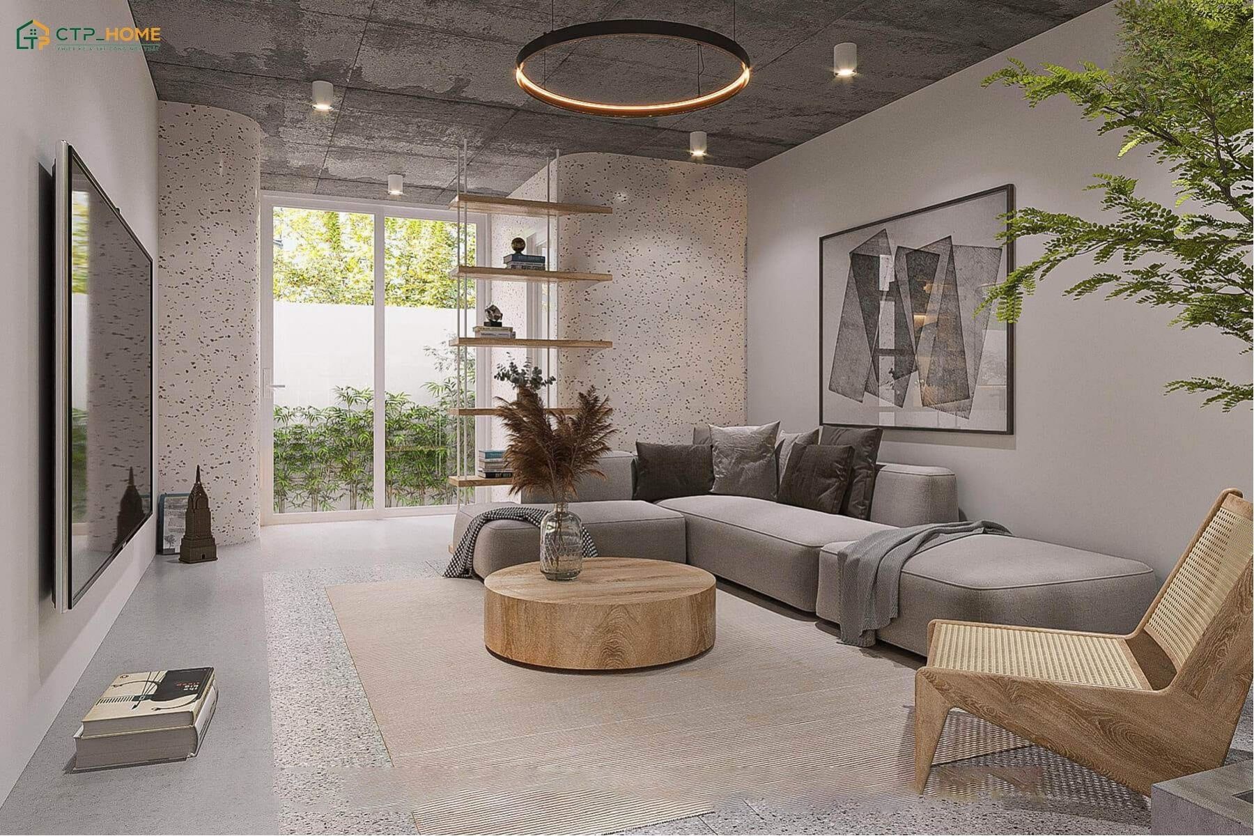 Mẫu decor phòng khách đẹp nhà cấp 4 tối giản sẽ phù hợp với những căn nhà có diện tích vừa và nhỏ