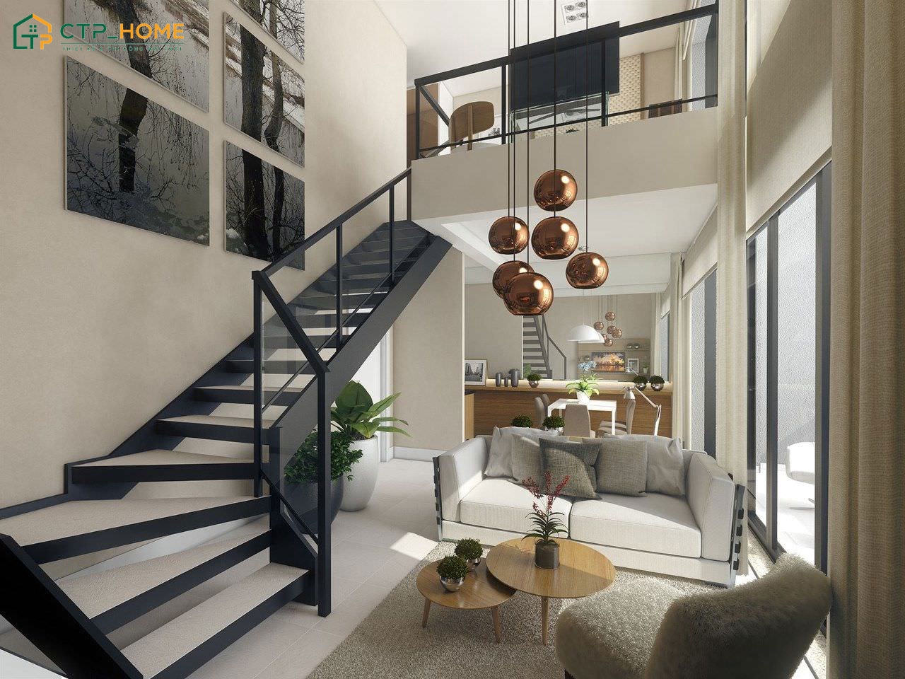 Mẫu phòng khách nhà phố 5m2 được thiết kế tối ưu ánh sáng tự nhiên giúp căn phòng thông thoáng hơn