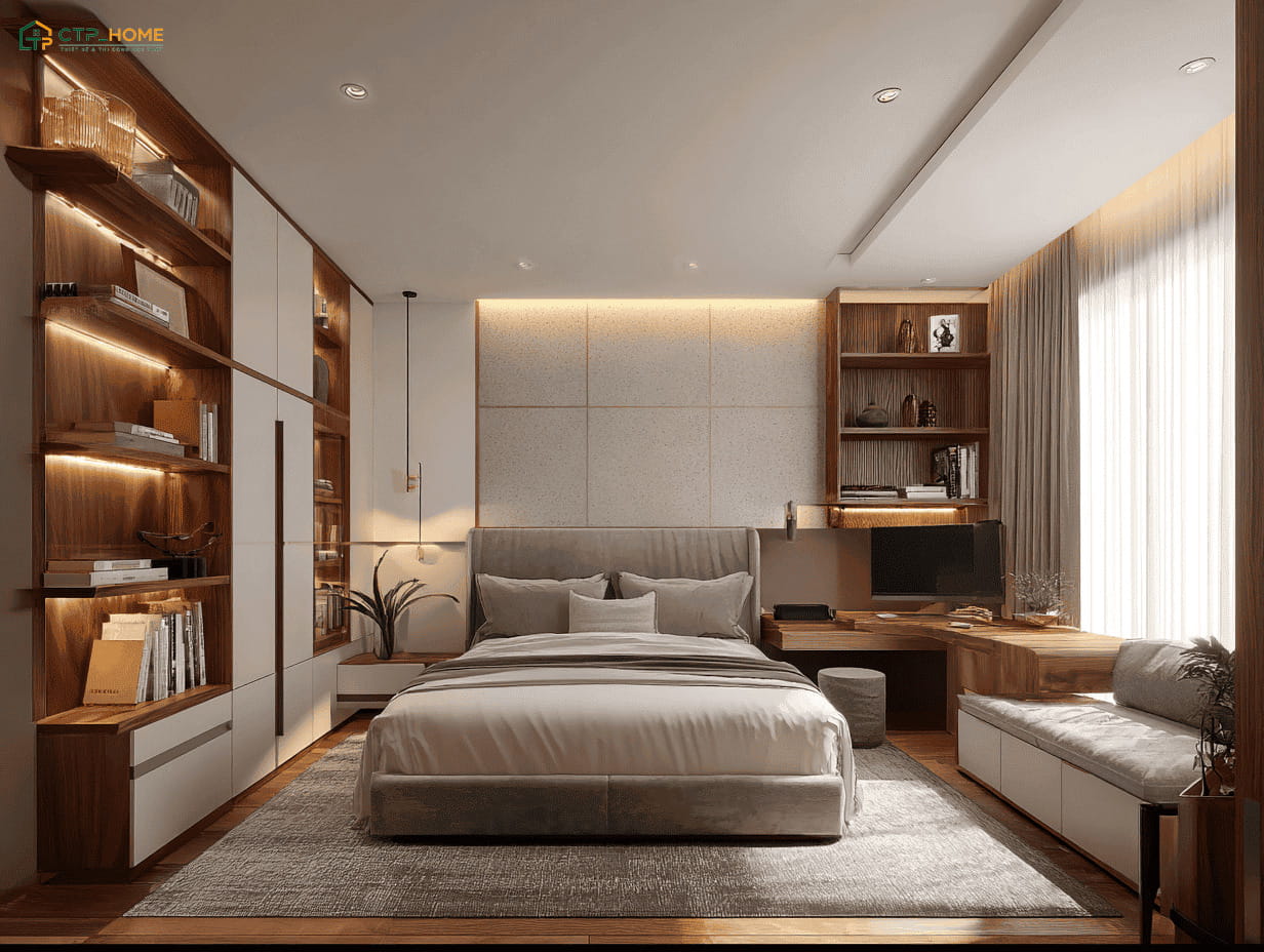 Lựa chọn các tone màu sáng làm chủ đạo sẽ giúp căn phòng có được cảm giác rộng rãi hơn