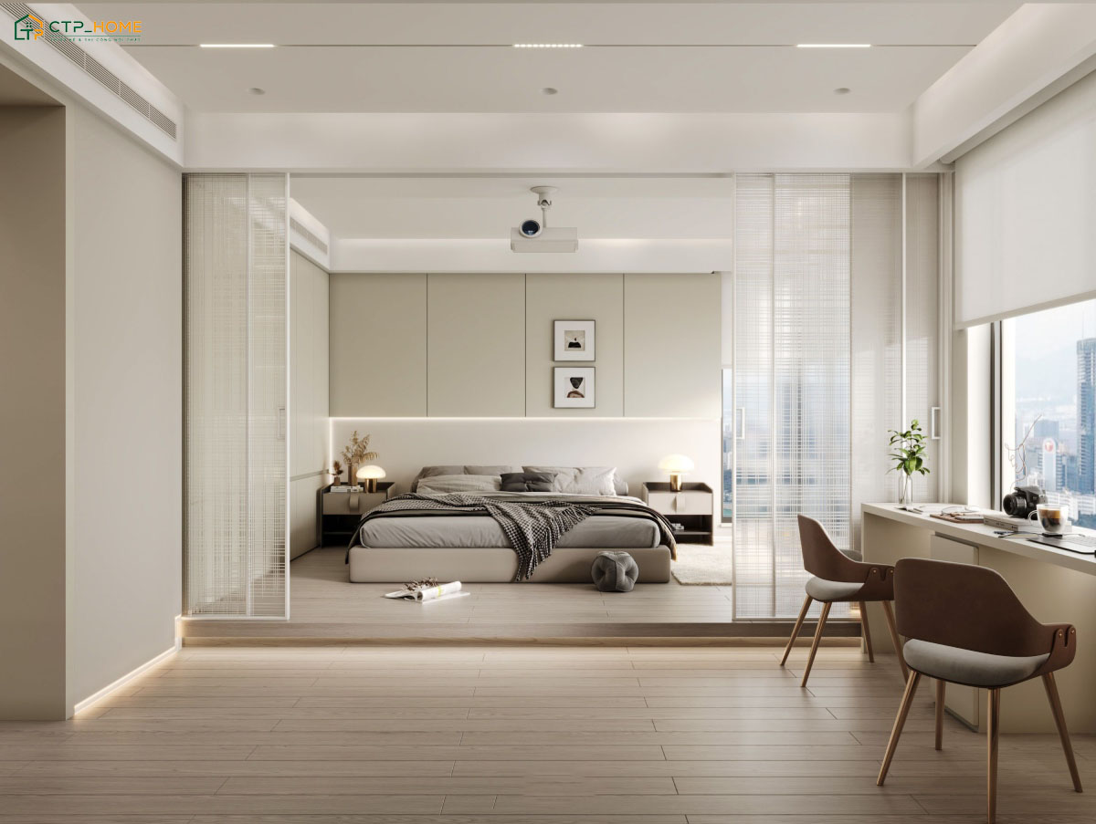 Bàn làm việc sẽ được đặt ở khu vực có nhiều ánh sáng tự nhiên để mang đến trải nghiệm thoải mái nhất