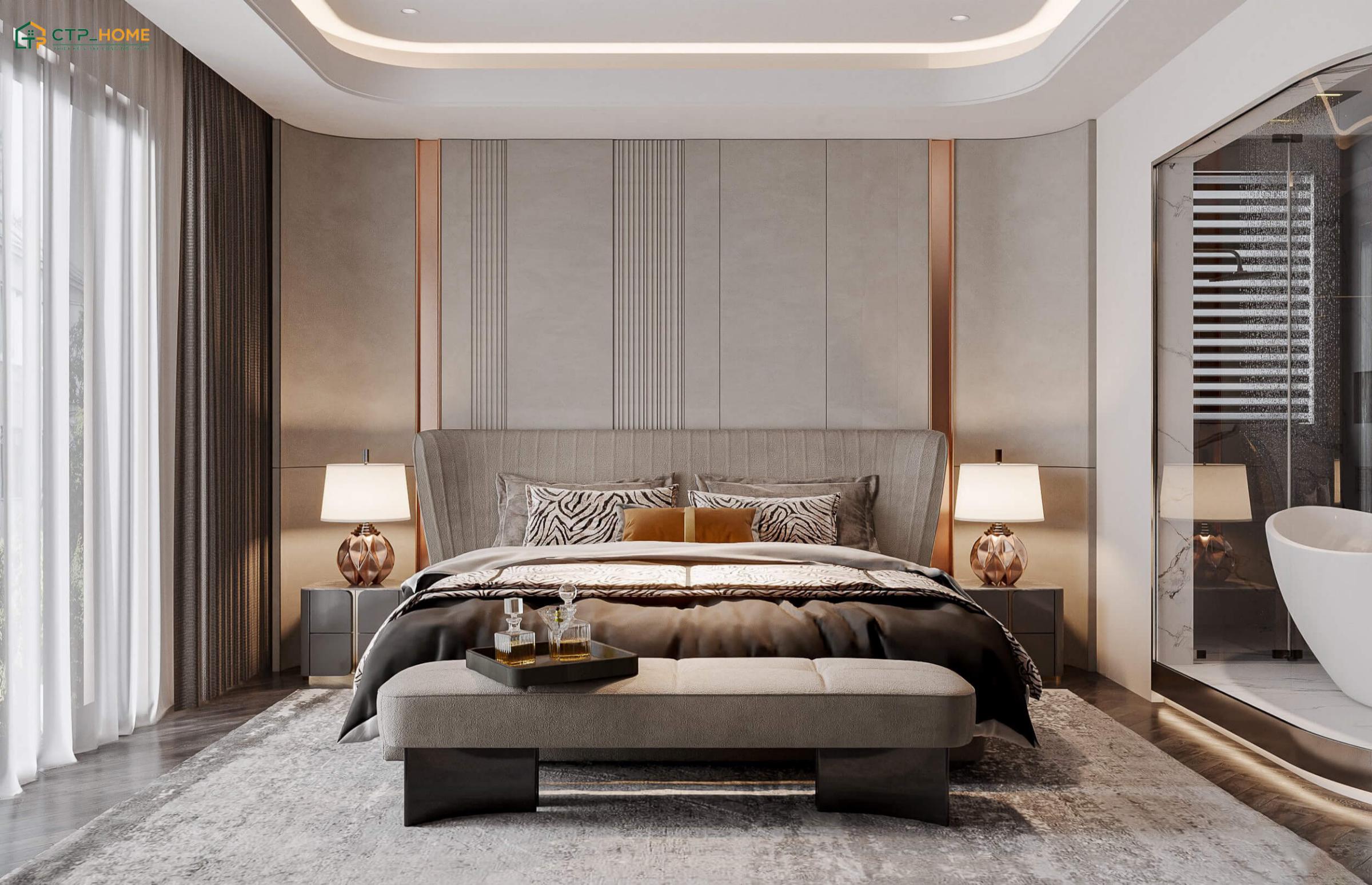 Mẫu dự án thiết kế nội thất phòng ngủ Master biệt thự phong cách Modern Luxury tại Quận 8