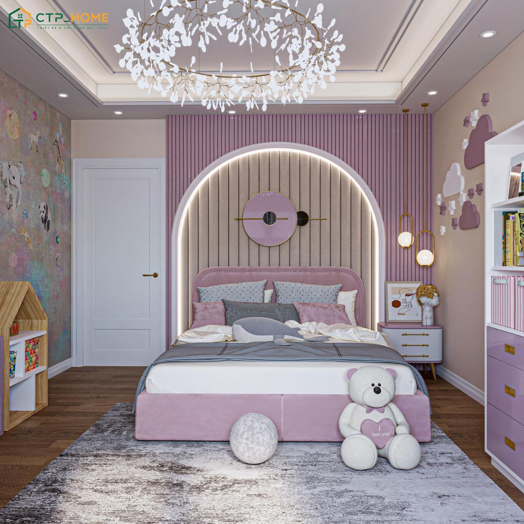 Mẫu dự án thiết kế phòng ngủ bé gái 9 tuổi của gia đình anh Lâm Quận Tân Phú, TP Hồ Chí Minh