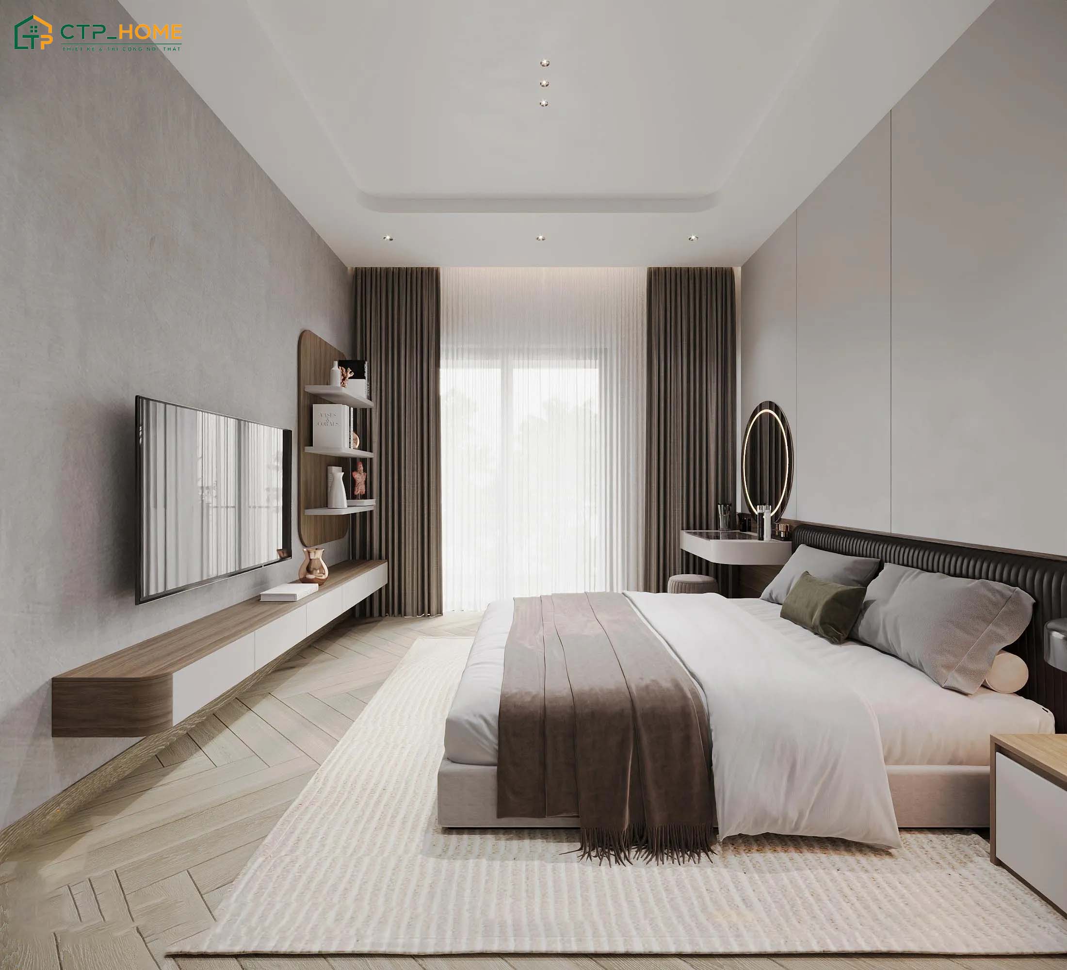 Mẫu phòng ngủ đẹp cho nam tối giản sẽ lược bỏ đi những chi tiết trang trí rườm rà
