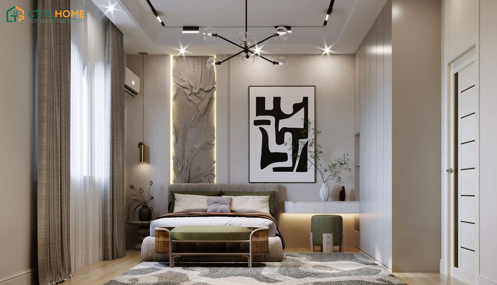 Mẫu thiết kế phòng ngủ cho nữ hiện đại với cách phối màu sáng tạo giúp thể hiện gu thẩm mỹ của gia chủ