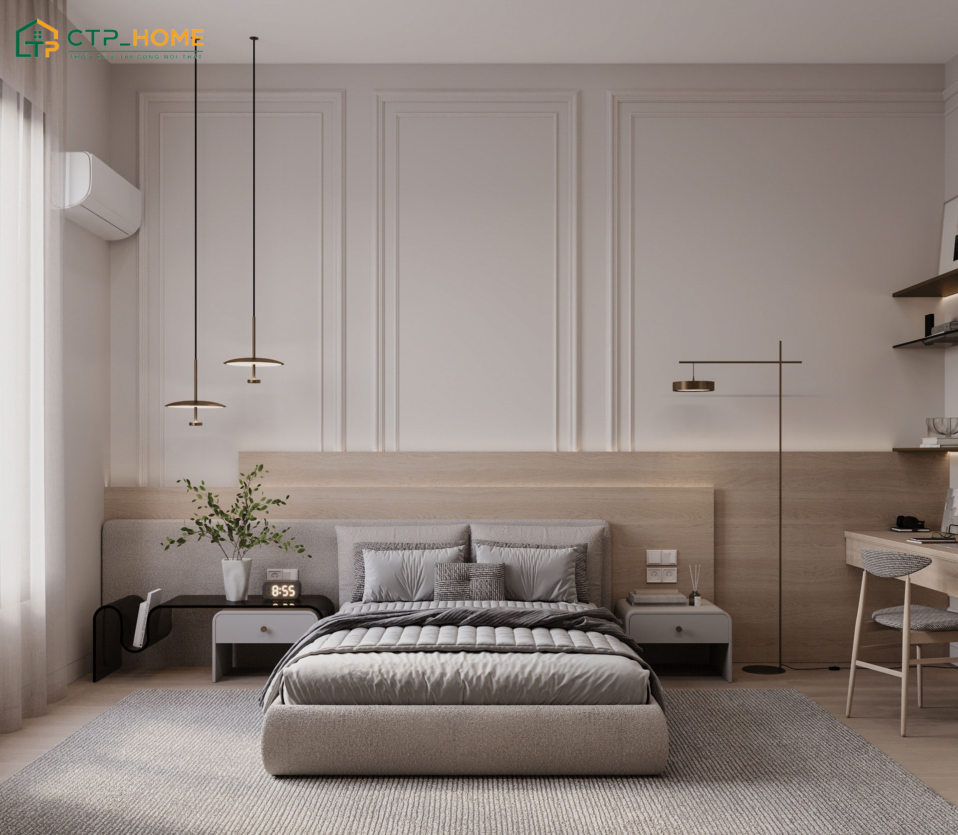 Mẫu trang trí phòng ngủ cho nữ đơn giản sẽ ưu tiên sử dụng nội thất đa năng để tạo cảm giác rộng rãi hơn
