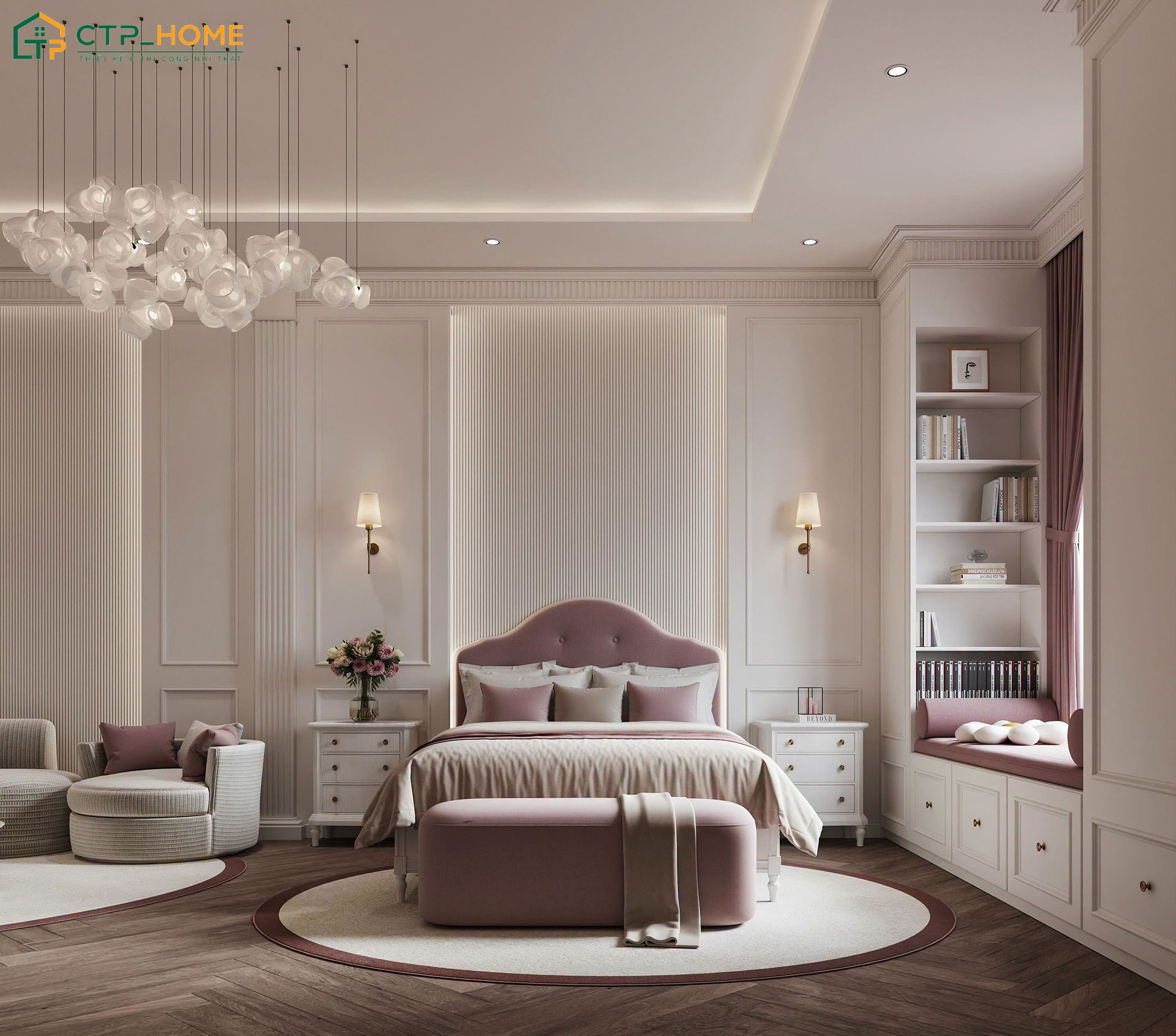 Mẫu phòng ngủ đơn giản dành cho nữ yêu thích sự thơ mộng nhưng mà vẫn đảm bảo tính tiện nghi