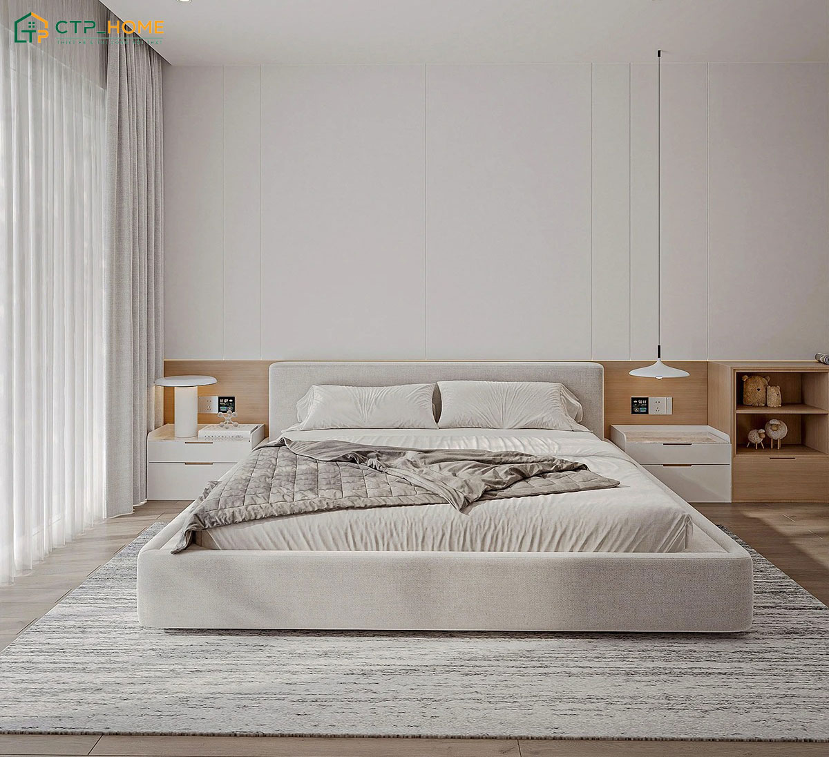 Mẫu phòng ngủ kiểu Hàn cho nữ sẽ hướng đến sự tối giản trong màu sắc để tạo nên không gian nhẹ nhàng