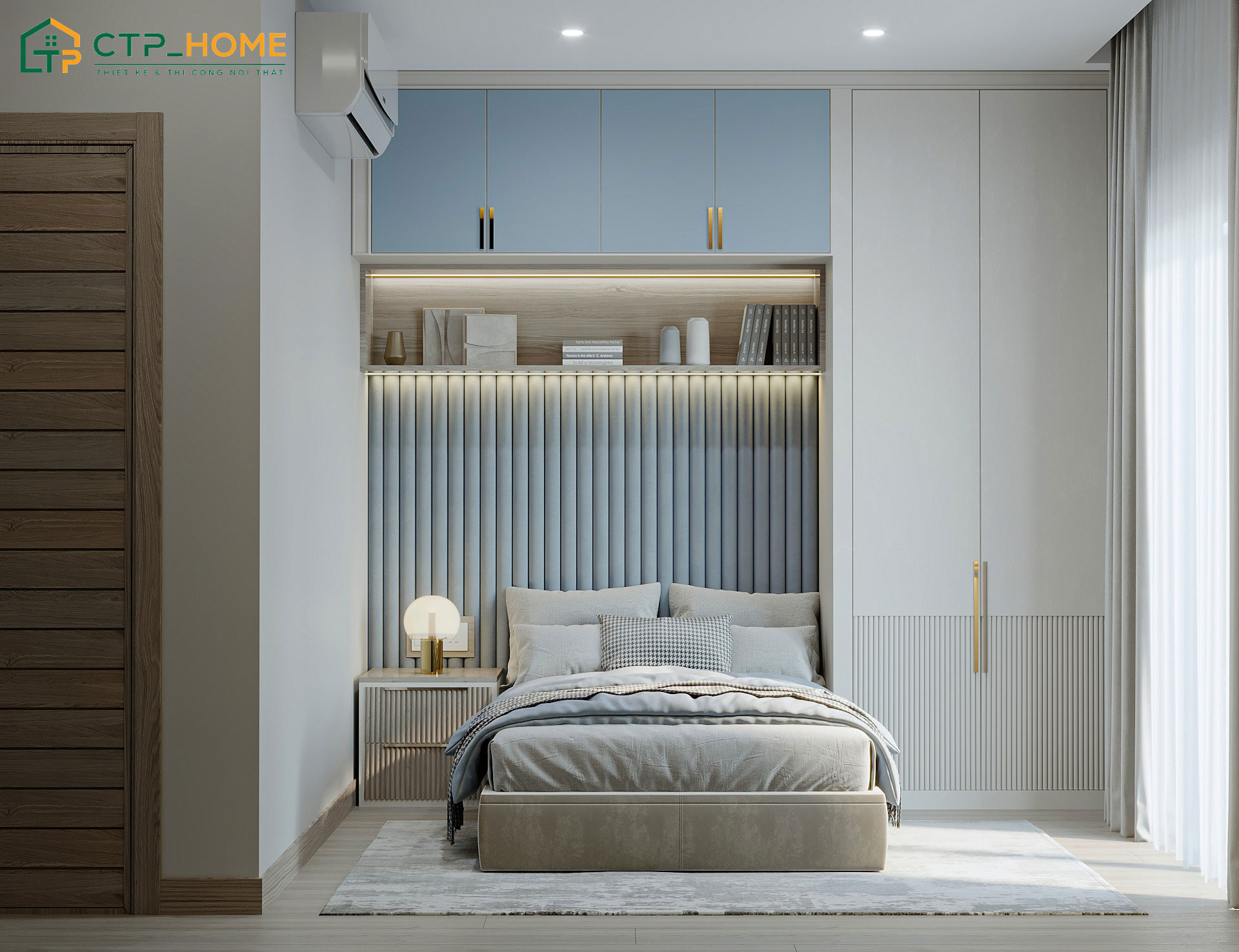 Mẫu phòng đẹp cho nữ với màu xanh pastel nhẹ nhàng giúp mang lại cảm giác thoải mái khi nghỉ ngơi