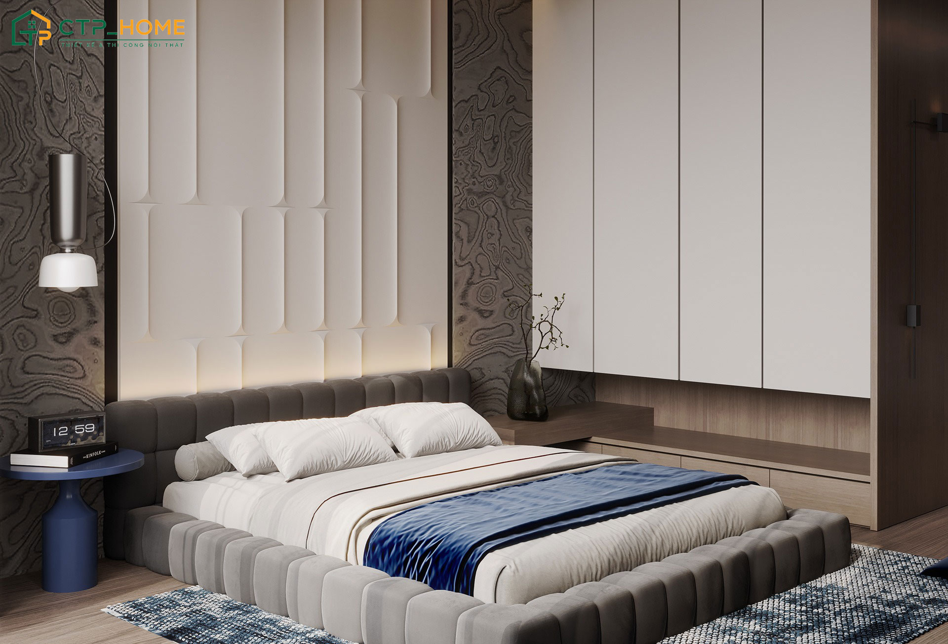 Mẫu decor phòng ngủ nữ hiện đại sẽ không sử dụng giường để tối ưu diện tích và tạo cảm giác rộng rãi hơn