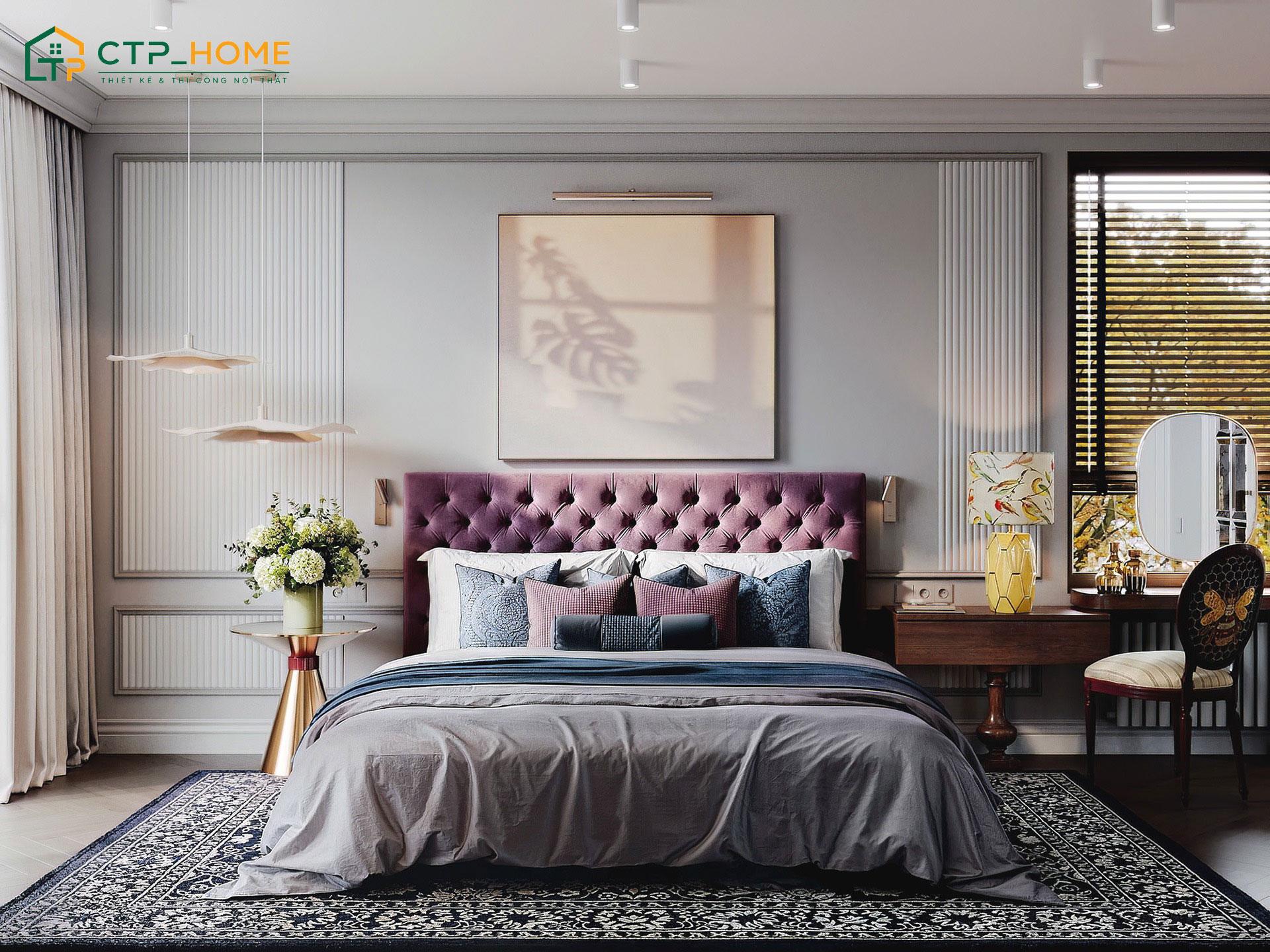 Decor phòng ngủ đẹp cho nữ bằng tranh treo tường sẽ giúp căn phòng có chiều sâu hơn