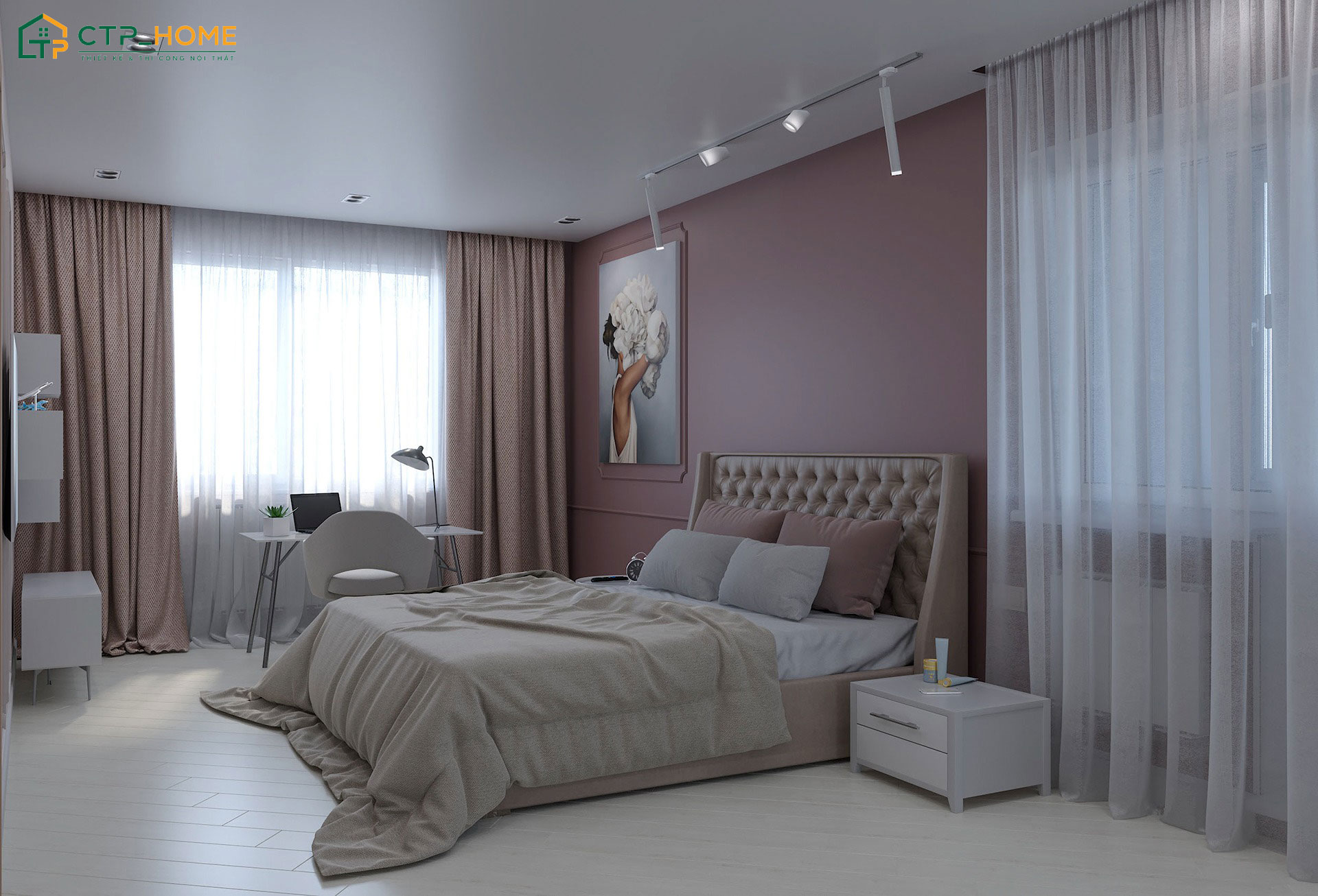 Nội thất phòng ngủ cho nữ sẽ được tối giản dựa theo sở thích và mức độ đầu tư của gia chủ