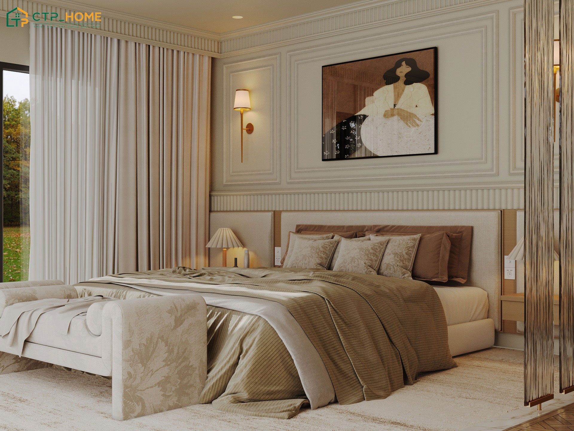 CTP Home - Đơn vị chuyên thiết kế phòng ngủ đẹp sang trọng cho nữ được nhiều gia đình lựa chọn