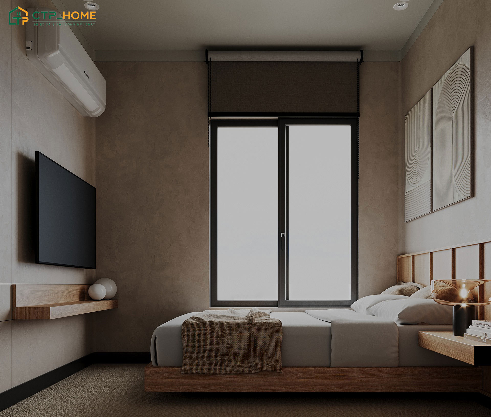 Mẫu phòng ngủ vợ chồng diện tích 9m2 được thiết kế tối ưu giúp đáp ứng tốt nhu cầu sử dụng