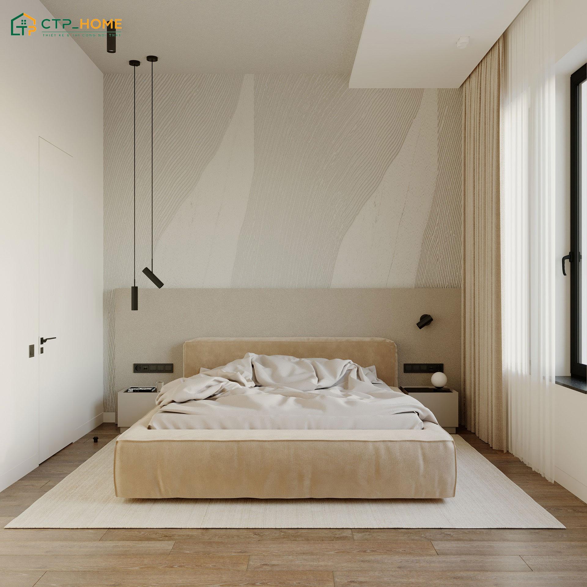 Mẫu phòng ngủ đẹp cho vợ chồng diện tích 12m2 thường sẽ ưu tiên hệ cửa sổ lớn để giúp lưu thông không khí