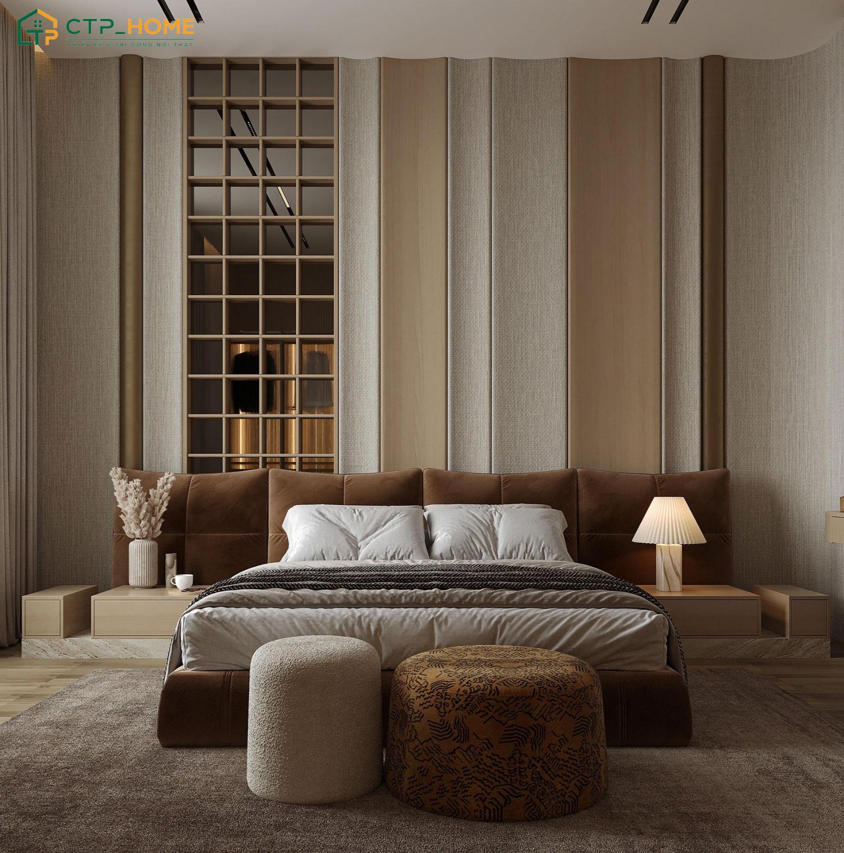 Mẫu trang trí phòng ngủ vợ chồng sang trọng diện tích 20m2 nổi bật với các chi tiết mang dấu ấn cá nhân