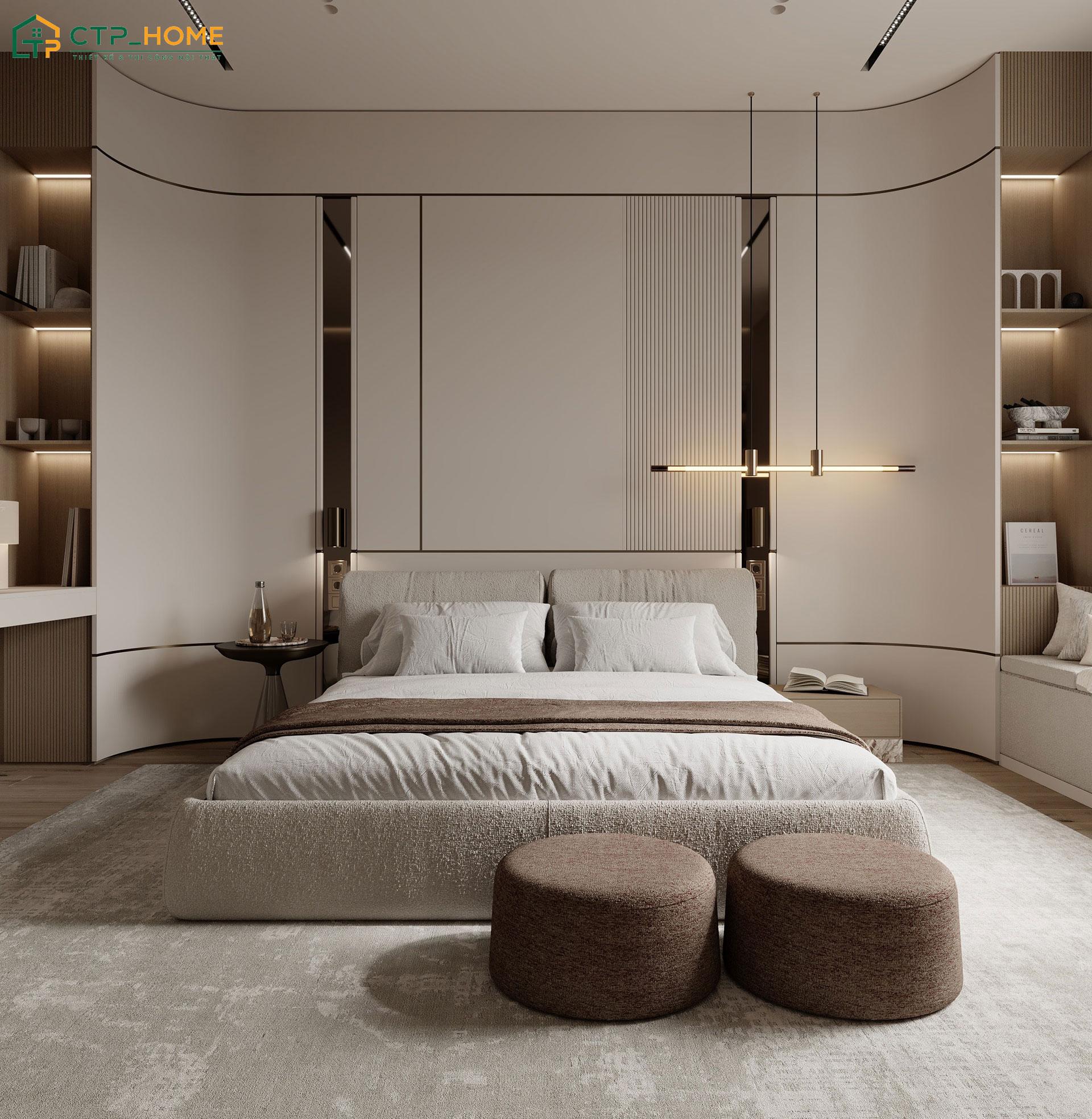 Mẫu thiết kế phòng ngủ đẹp cho vợ chồng diện tích 25m2 thường sẽ sử dụng các món đồ nội thất có giá trị cao