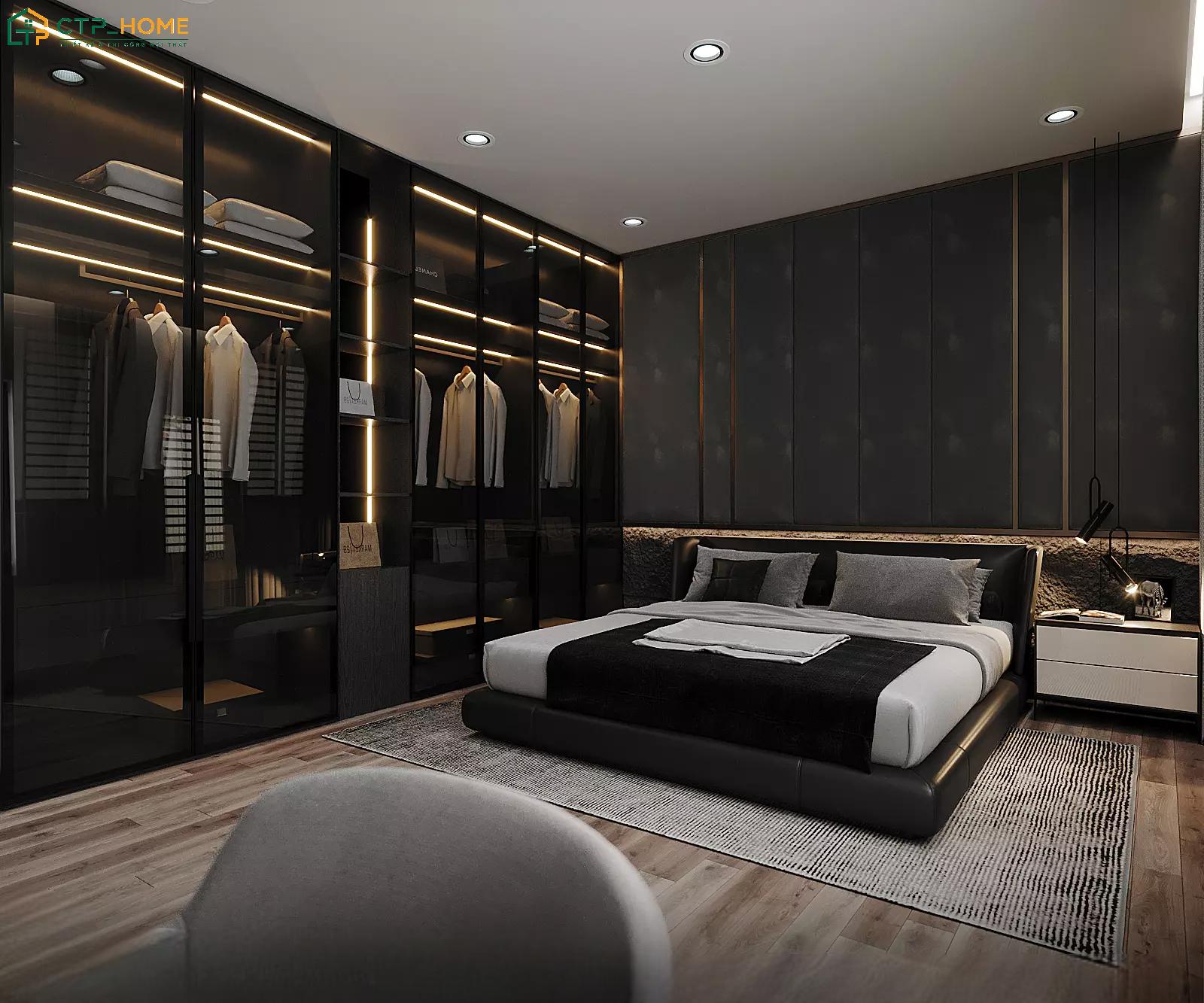 Bố trí hệ thống chiếu sáng tinh tế để tạo điểm nhấn ấn tượng cho không gian phòng ngủ