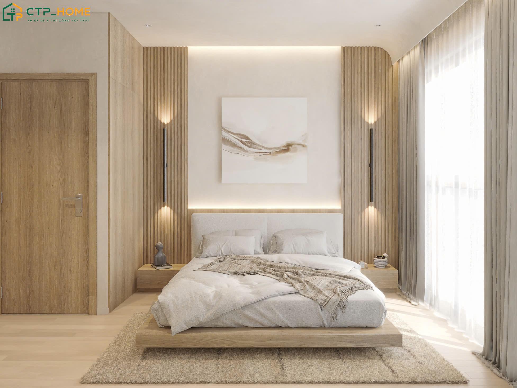 Mẫu phòng ngủ nhà phố kiểu Nhật với thiết kế tối giản sẽ giúp không gian trở nên gọn gàng và thông thoáng hơn