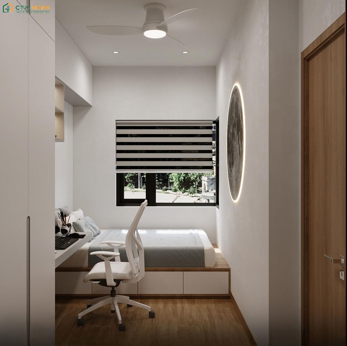 Mẫu thiết kế phòng ngủ nhà ống nhỏ với nội thất đa năng giúp tối ưu diện tích và tăng không gian lưu trữ