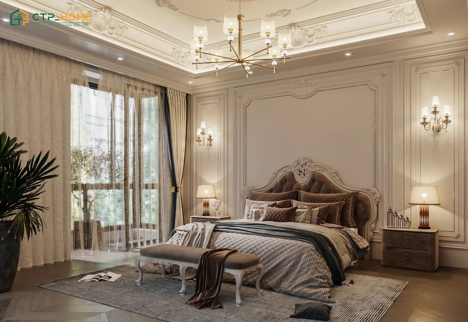 Mẫu thiết kế phòng ngủ ông bà sang trọng sẽ phù hợp với những ngôi nhà có diện tích lớn