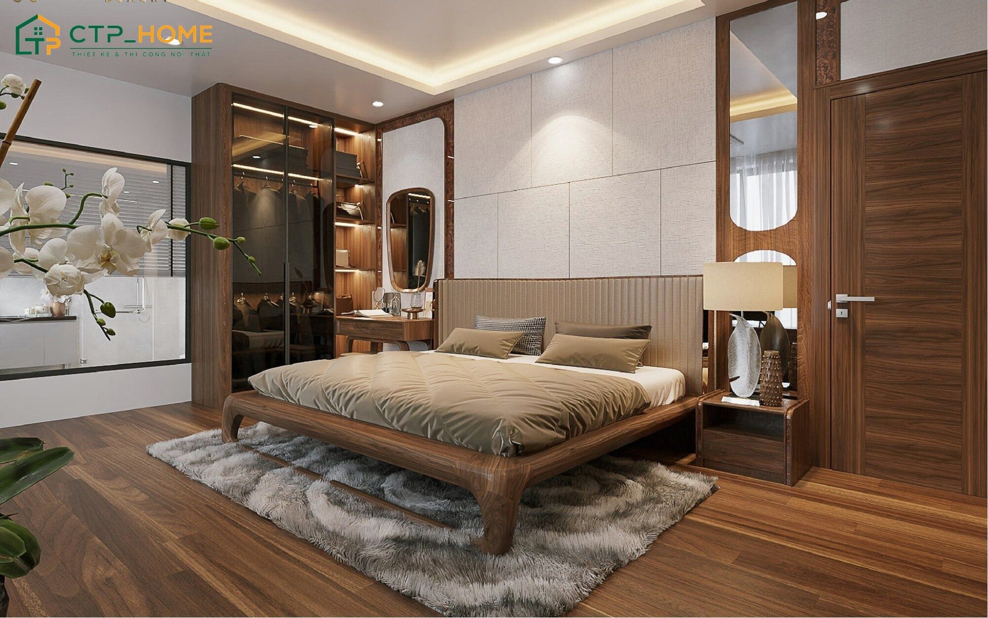 Mẫu phòng ngủ ông bà bằng gỗ tự nhiên mang đến cảm giác ấm cúng, gần gũi