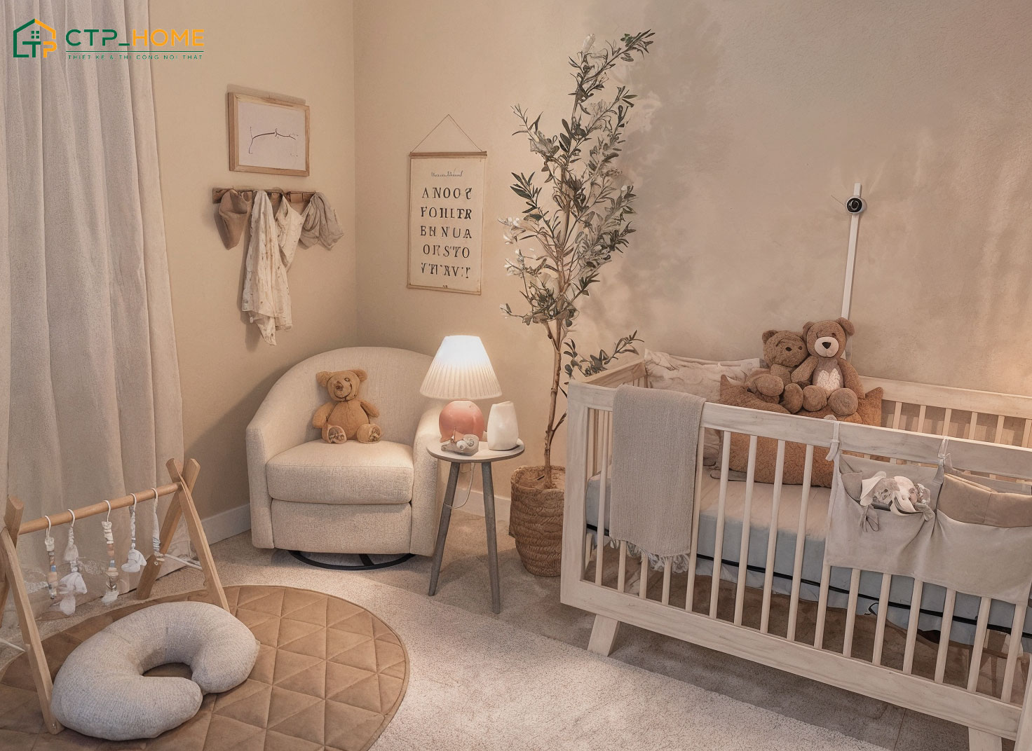 Mẫu thiết kế phòng ngủ bé sơ sinh sẽ phải đảm bảo sự thuận tiện cho bố mẹ trong quá trình chăm sóc con