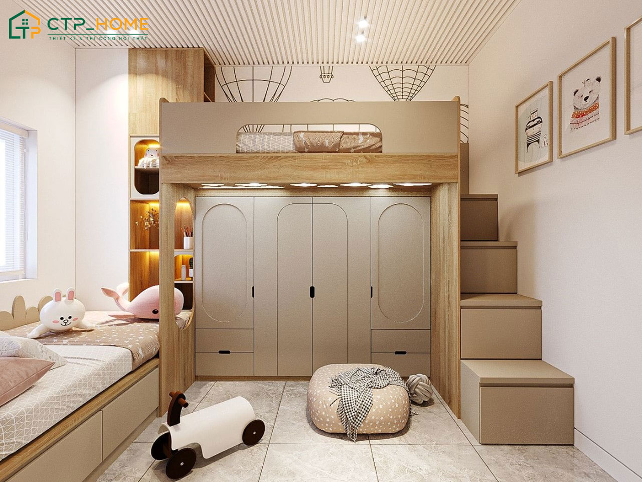 Bố trí phòng ngủ trẻ em với đồ nội thất thông minh sẽ giúp tận dụng tối đa không gian