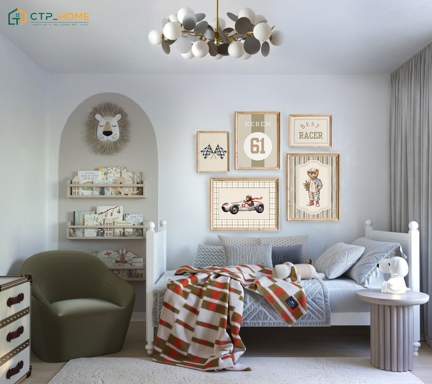 Mẫu thiết kế phòng ngủ cho trẻ em đơn giản nhưng vẫn đầy đủ tiện nghi nhờ cách bố trí khoa học